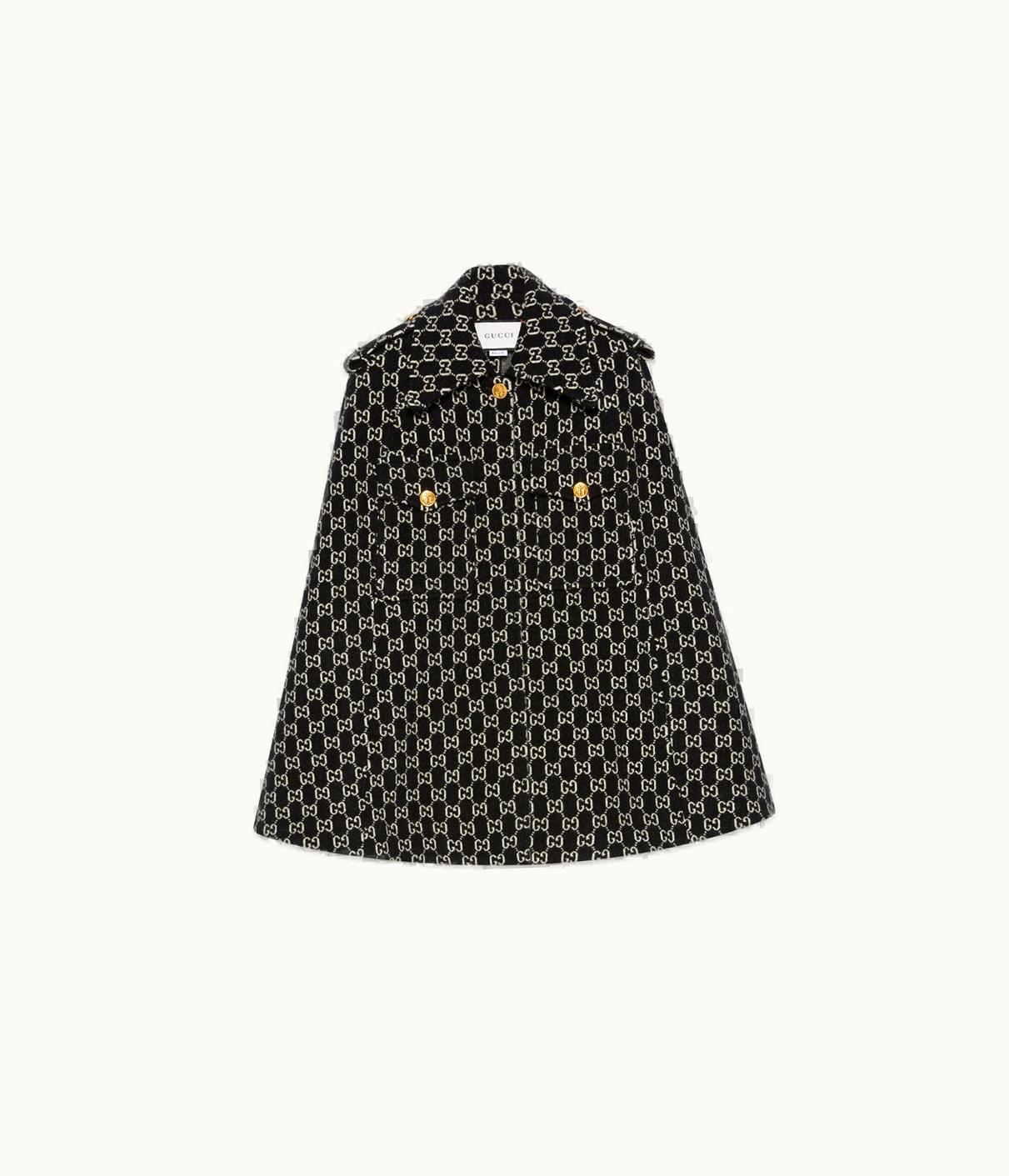 Gucci Felted Wool Cape With GG Jacquard