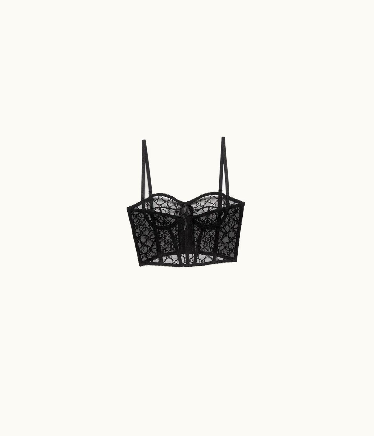 Gucci GG Embroidered Tulle Bralette