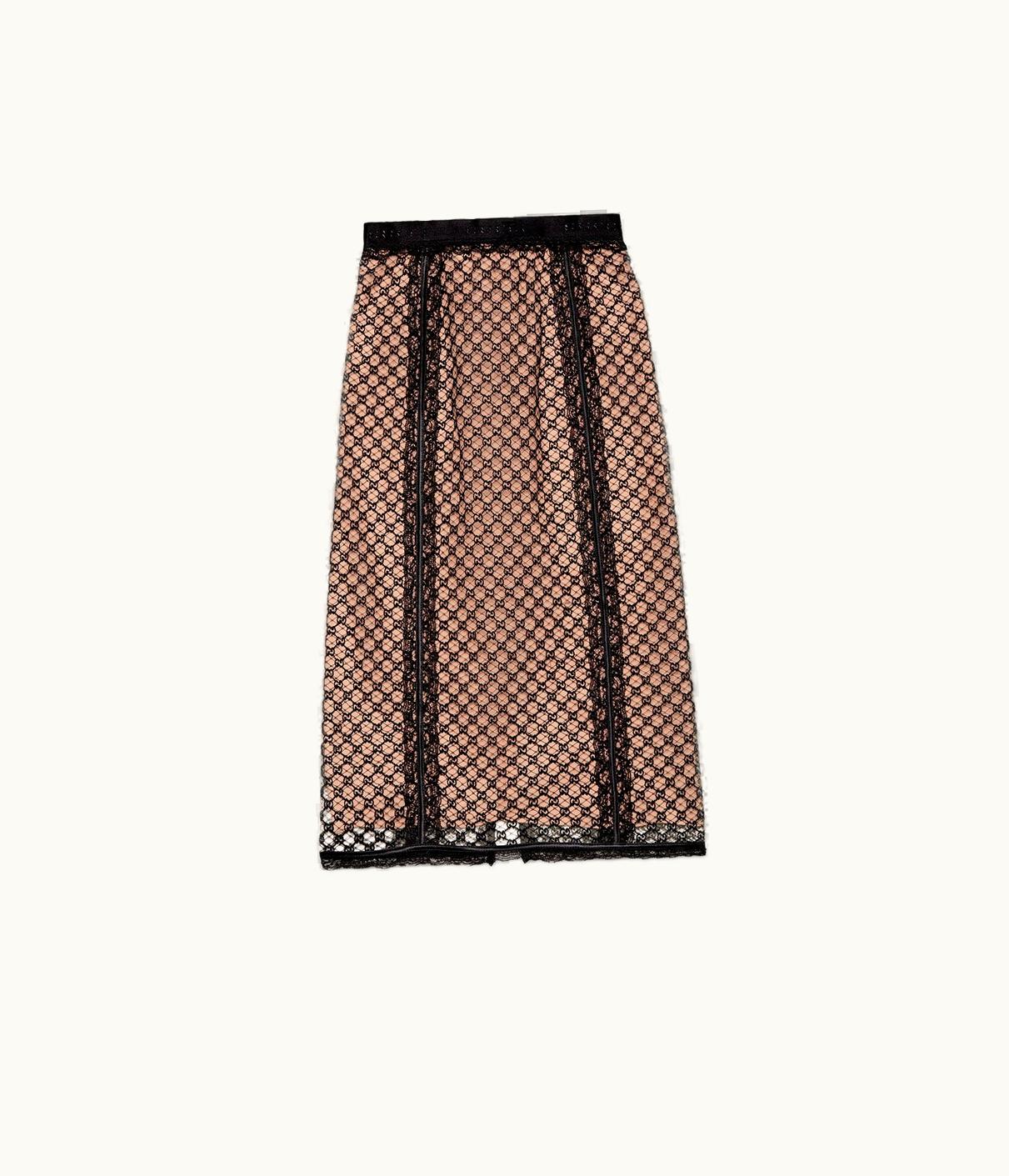 Gucci GG Net Skirt With Lace Trims