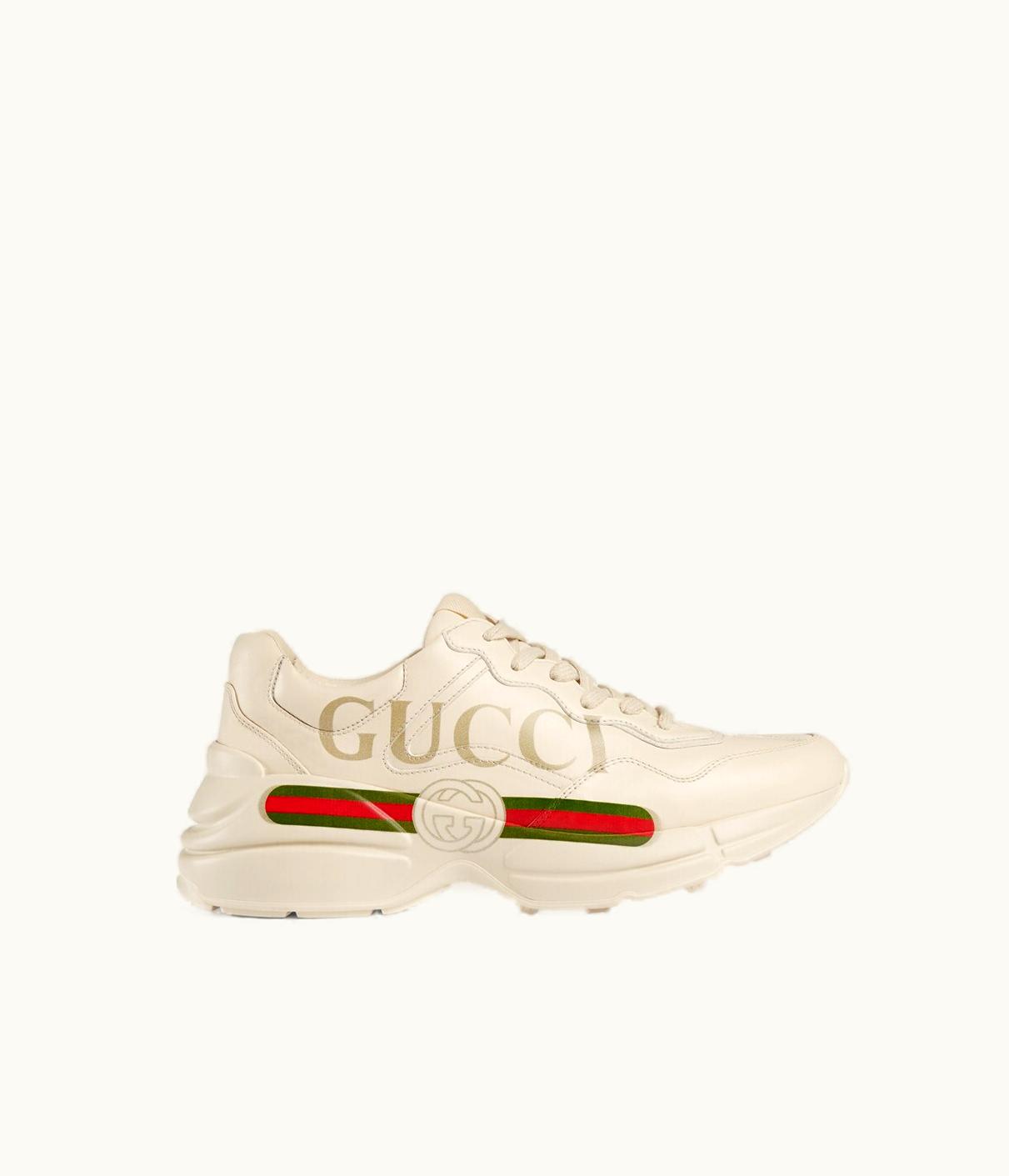 Gucci Gucci Women's Rhyton Gucci Logo Leather Sneaker