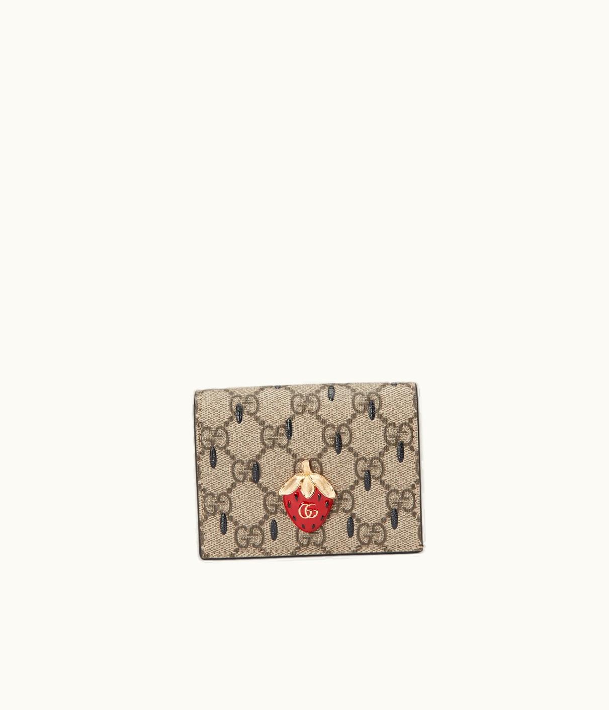 Gucci Gucci Card Case Wallet With Double G Strawberry