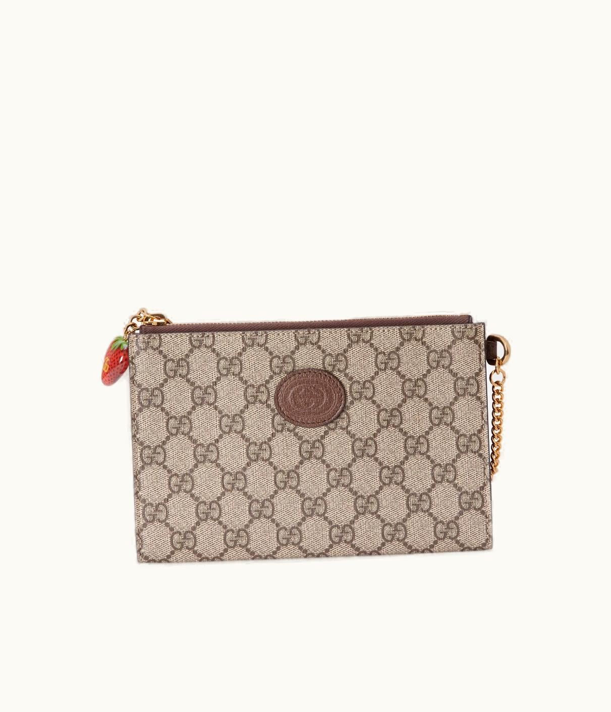 Gucci Gucci Wrist Wallet With Double G Strawberry