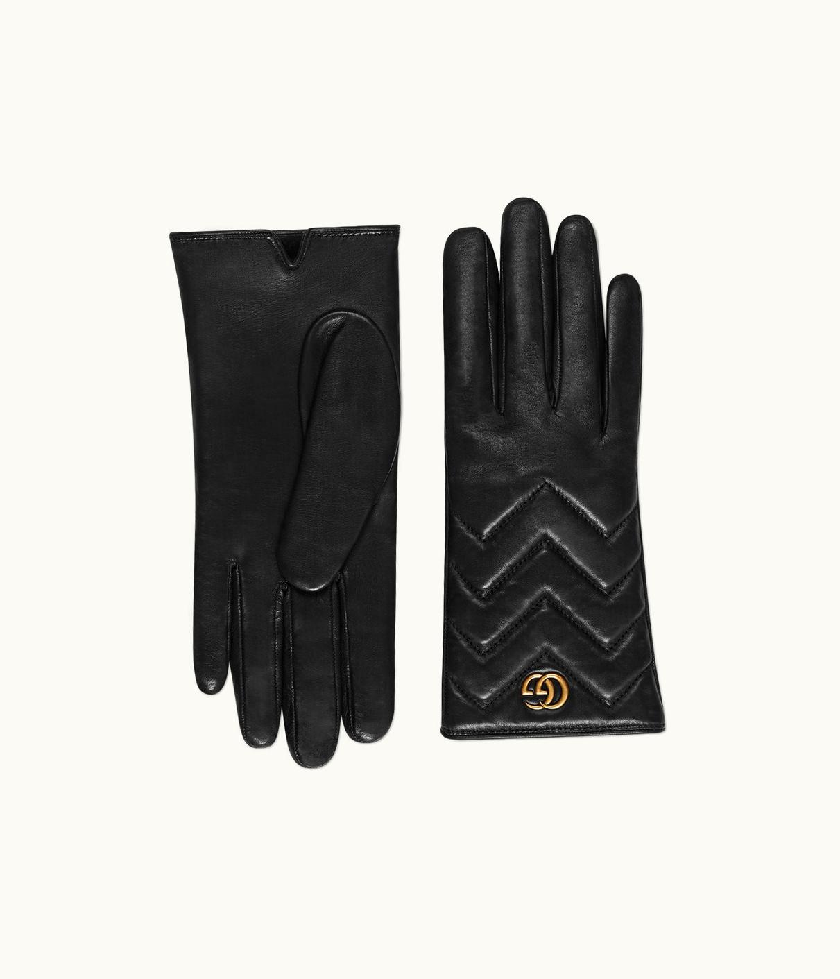 Gucci Gucci GG Marmont Chevron Leather Gloves