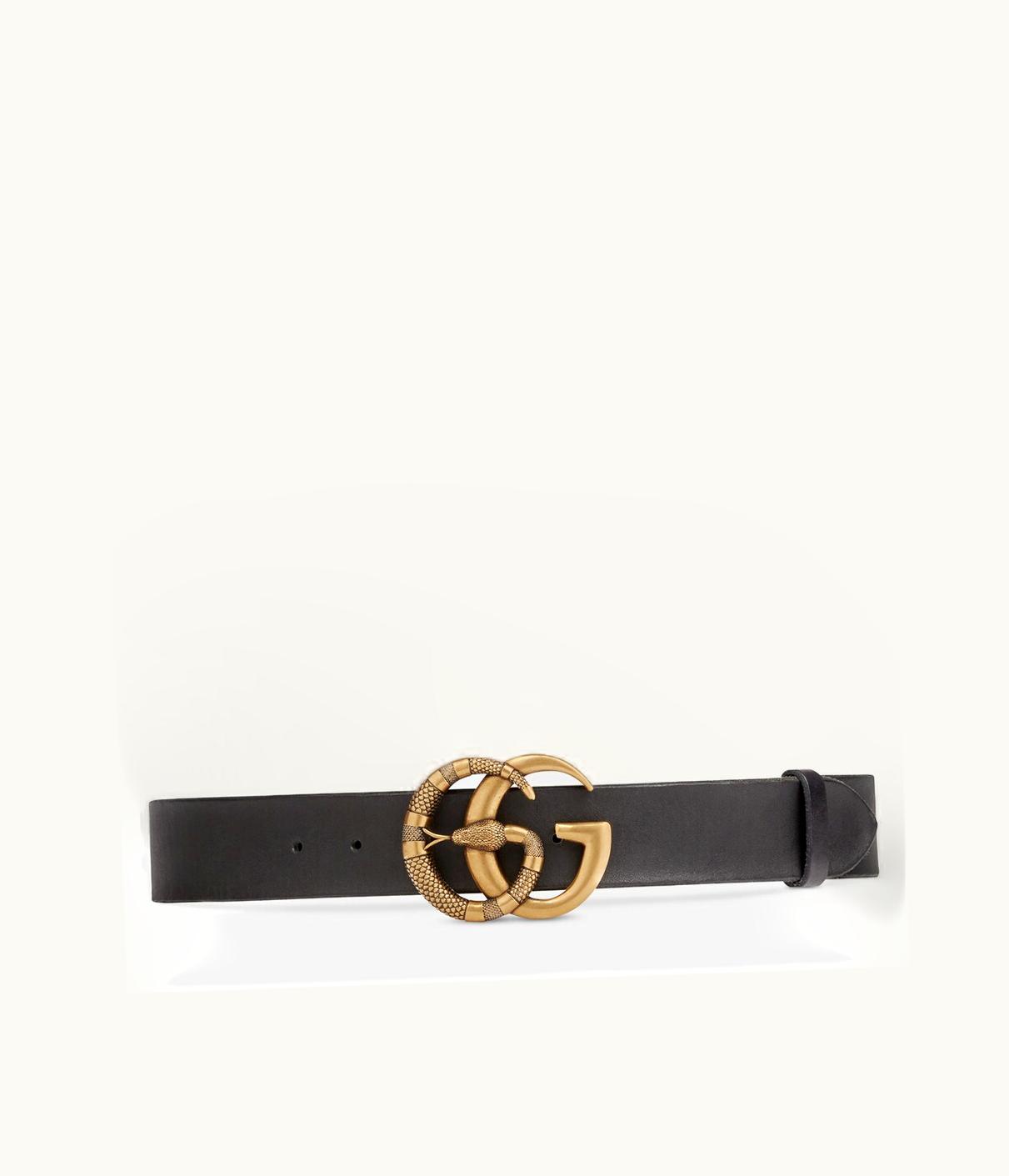 Gucci Gucci Leather Belt With Double G Buckle With Snake