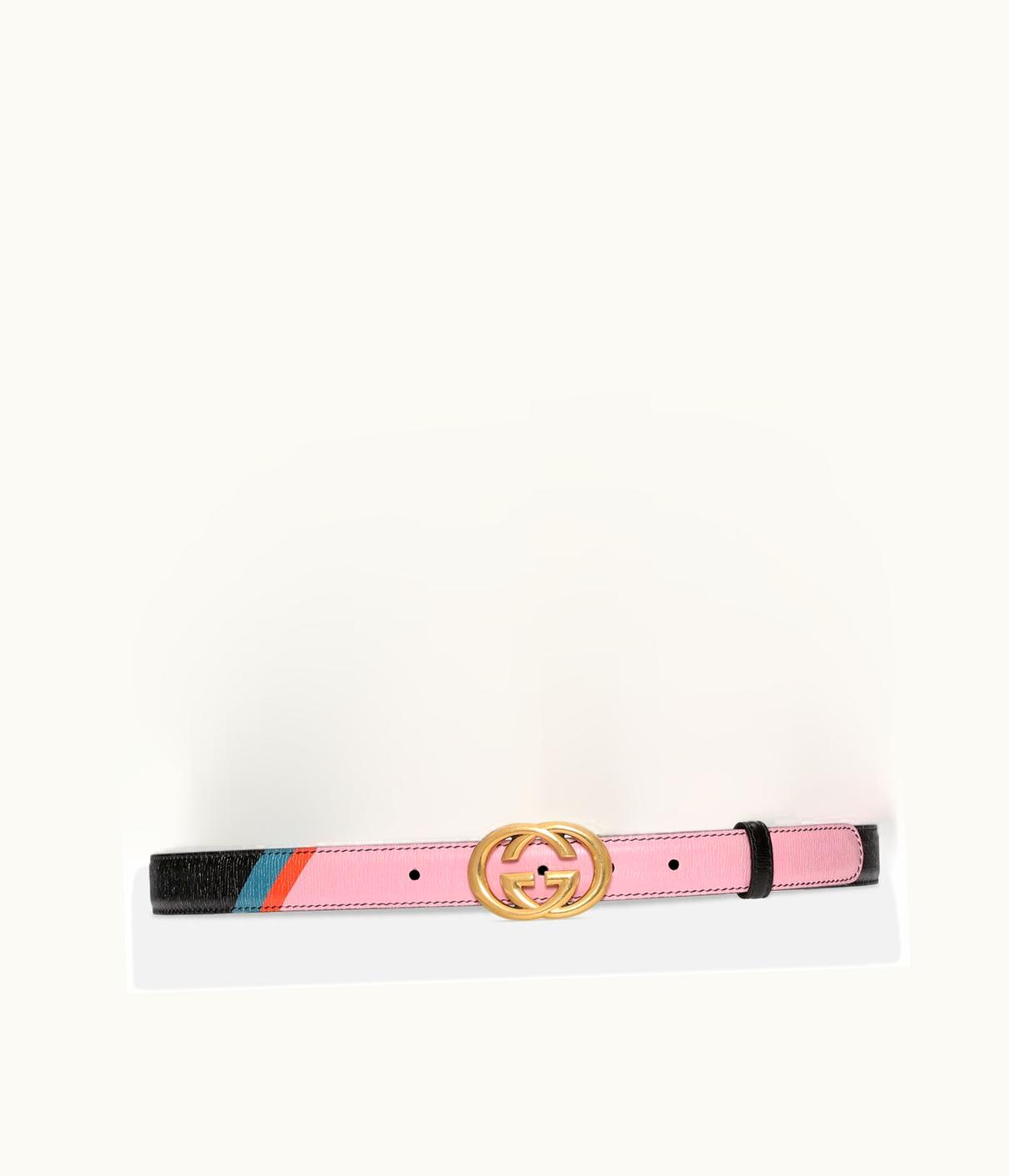 Gucci Gucci Striped Belt With Interlocking G
