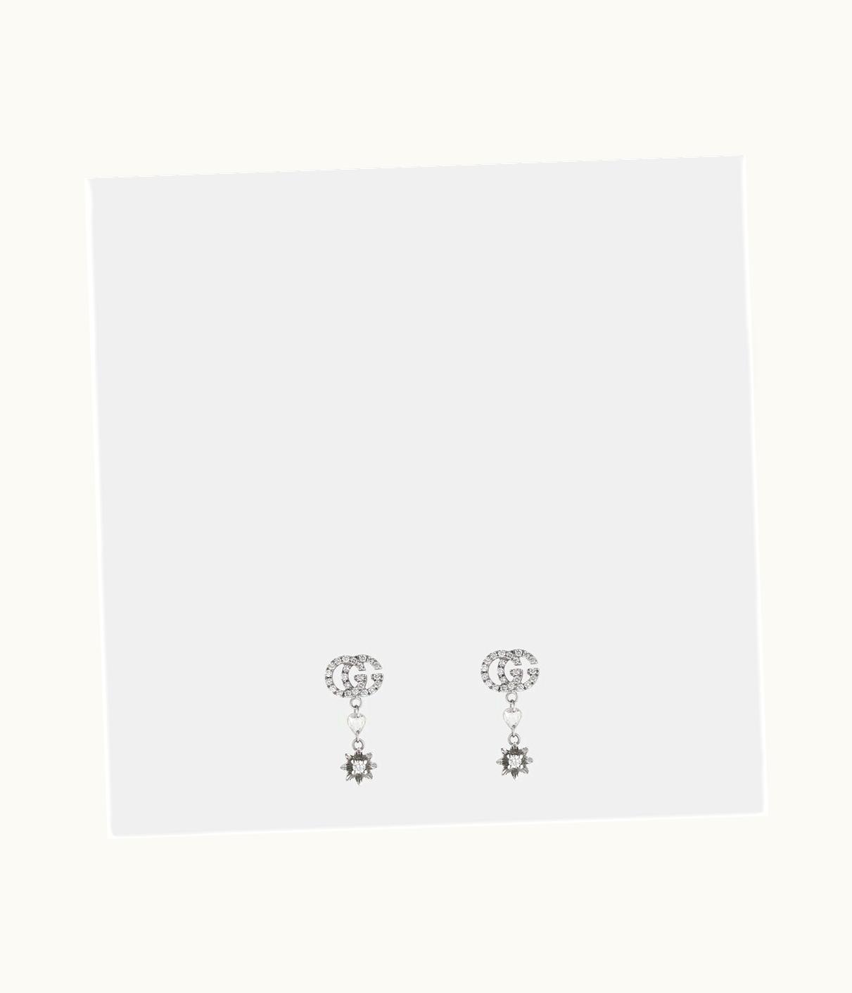 Gucci Gucci Flower And Double G Earrings With Diamonds