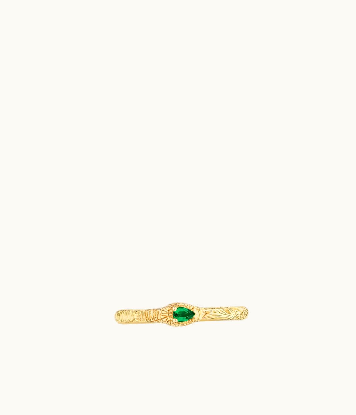 Gucci Gucci Ouroboros 18k Ring With Emerald