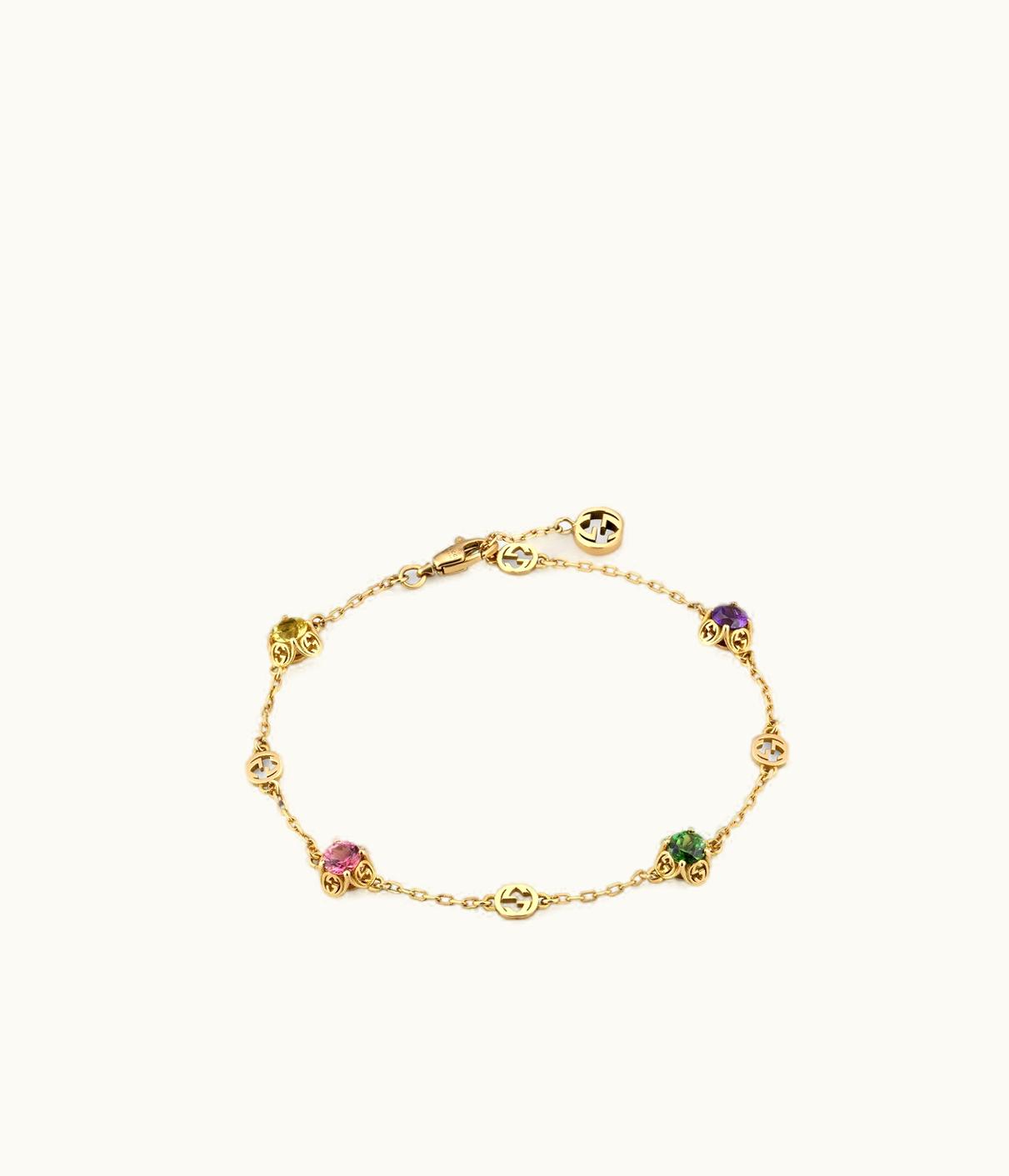 Gucci Gucci Interlocking G 18k Bracelet With Gemstones