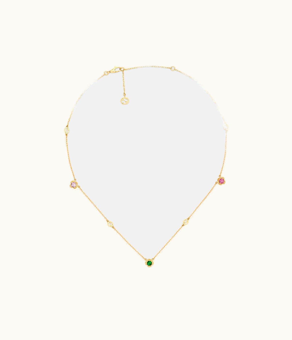 Gucci Gucci Interlocking G 18k Necklace With Gemstones