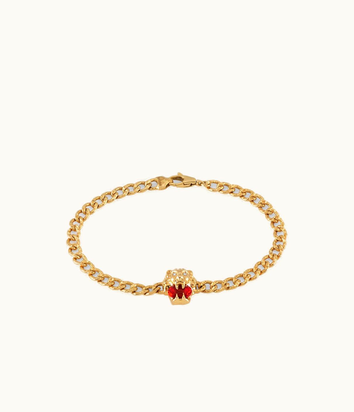 Gucci Gucci Lion Head 18k Bracelet With Fire Opal