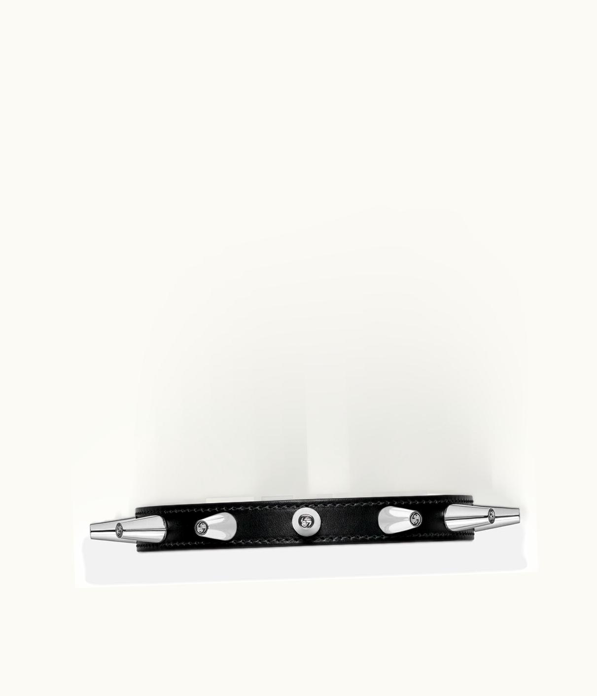 Gucci Gucci Studded Leather Choker With Interlocking G