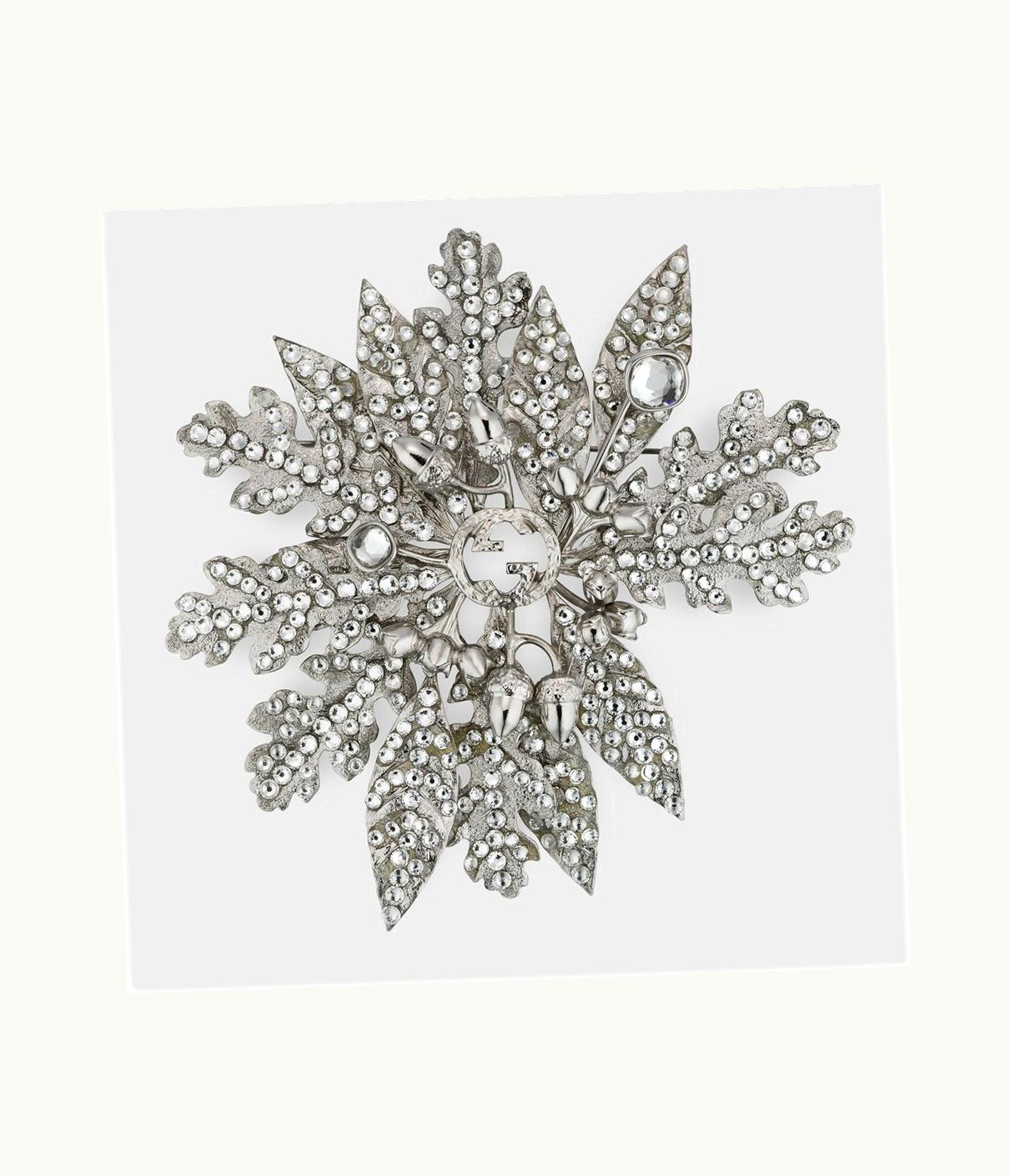 Gucci Gucci Leaf Brooch With Crystals