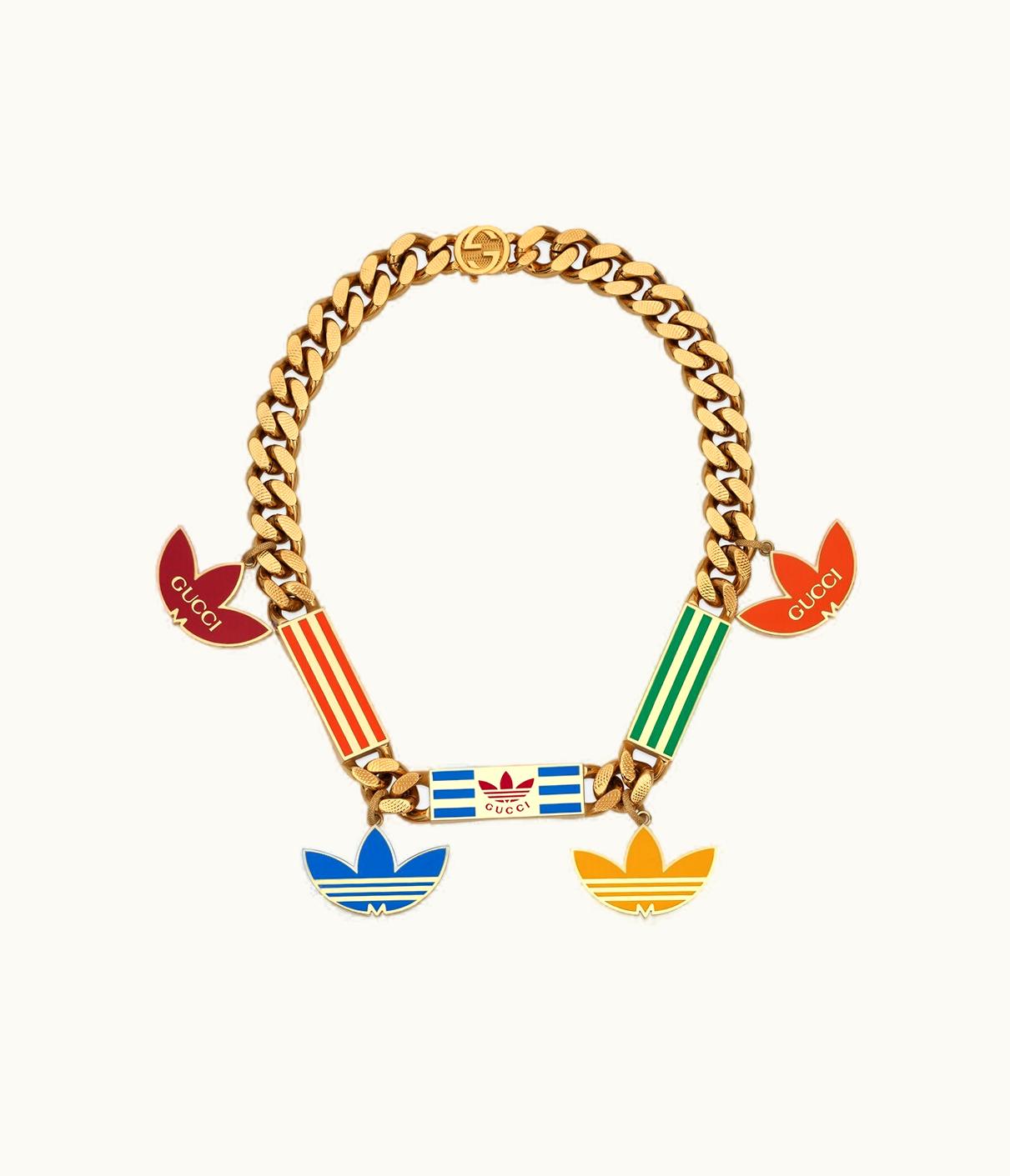 Gucci Gucci Adidas X Gucci Gourmette Necklace With Gucci Trefoil Enamel UZ0136924