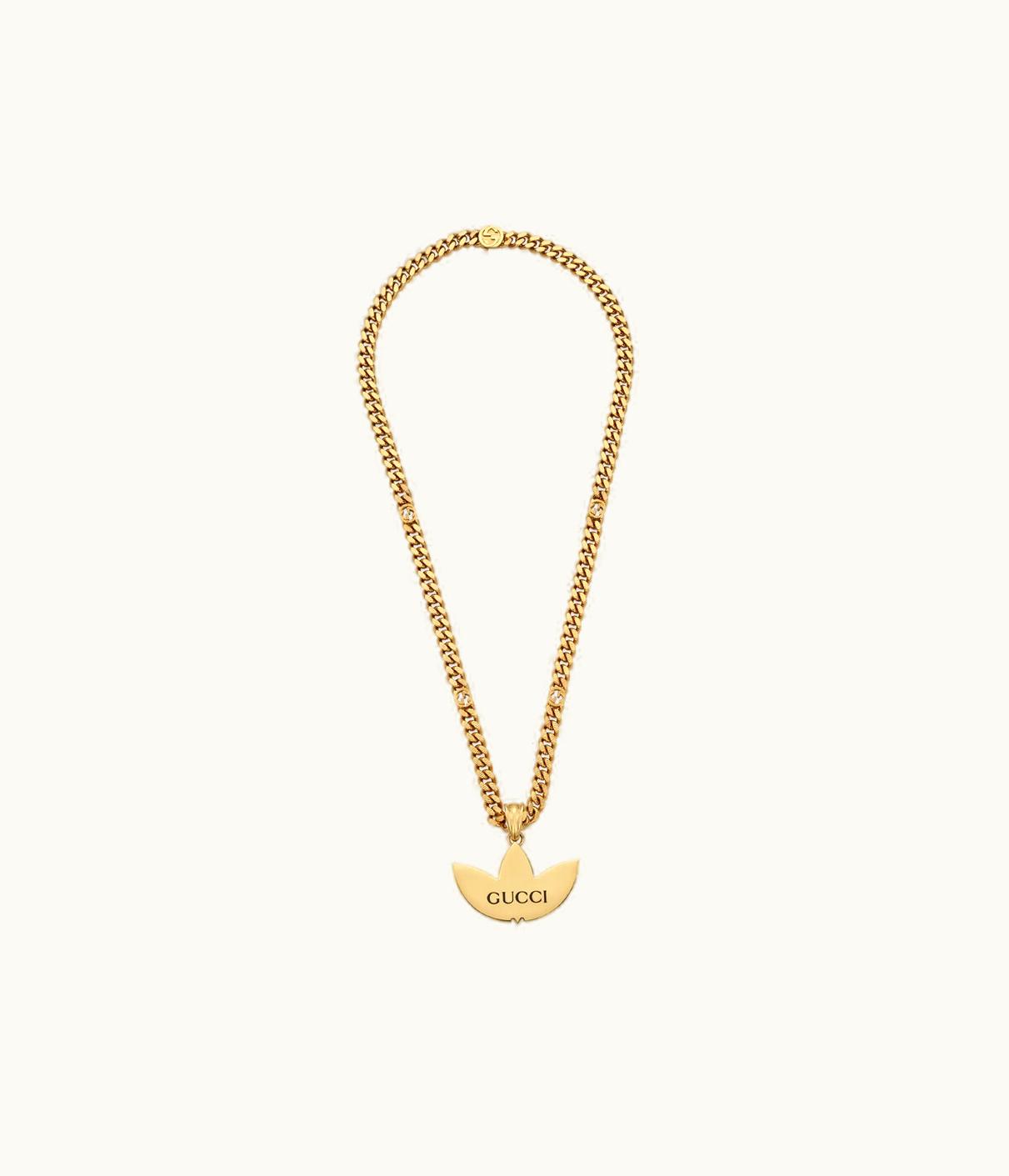 Gucci Gucci Adidas X Gucci Gourmette Necklace With Trefoil Pendant UZ0136937