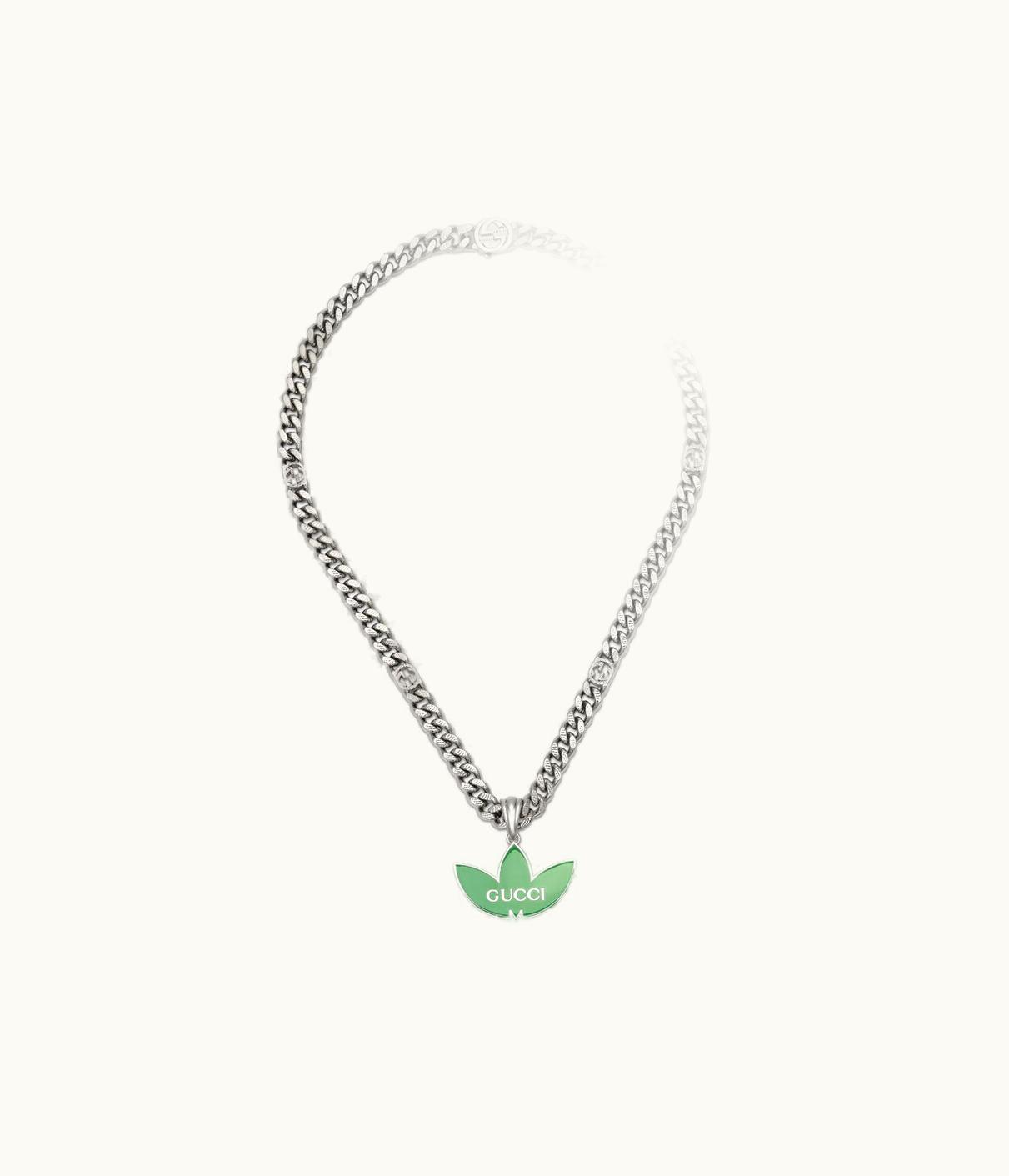 Gucci Gucci Adidas X Gucci Gourmette Necklace With Trefoil Pendant UZ0136939