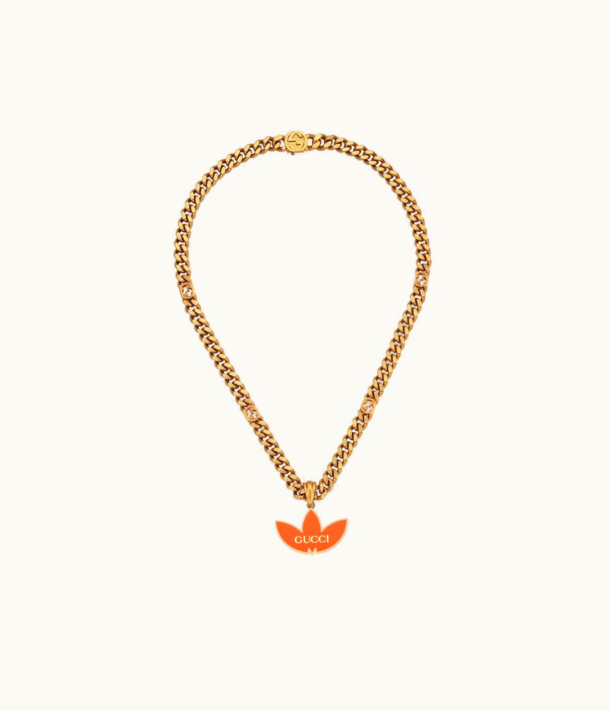 Gucci Gucci Adidas X Gucci Gourmette Necklace With Trefoil Pendant UZ0136941
