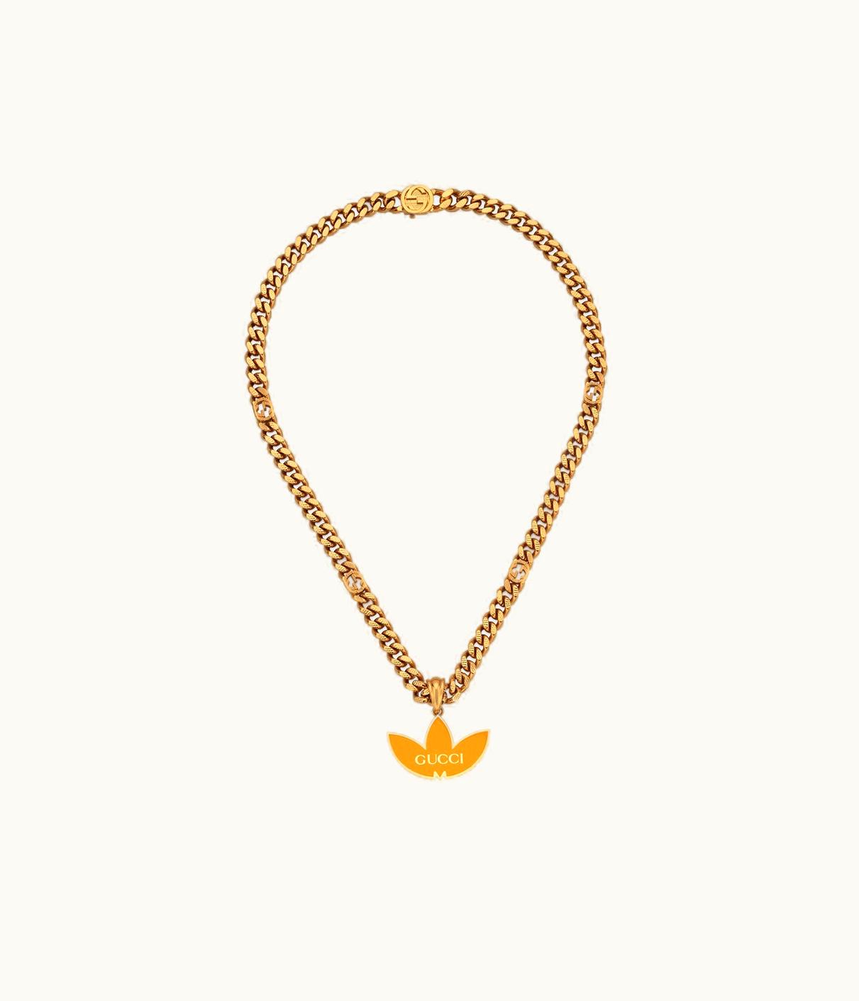 Gucci Gucci Adidas X Gucci Gourmette Necklace With Trefoil Pendant UZ0136943