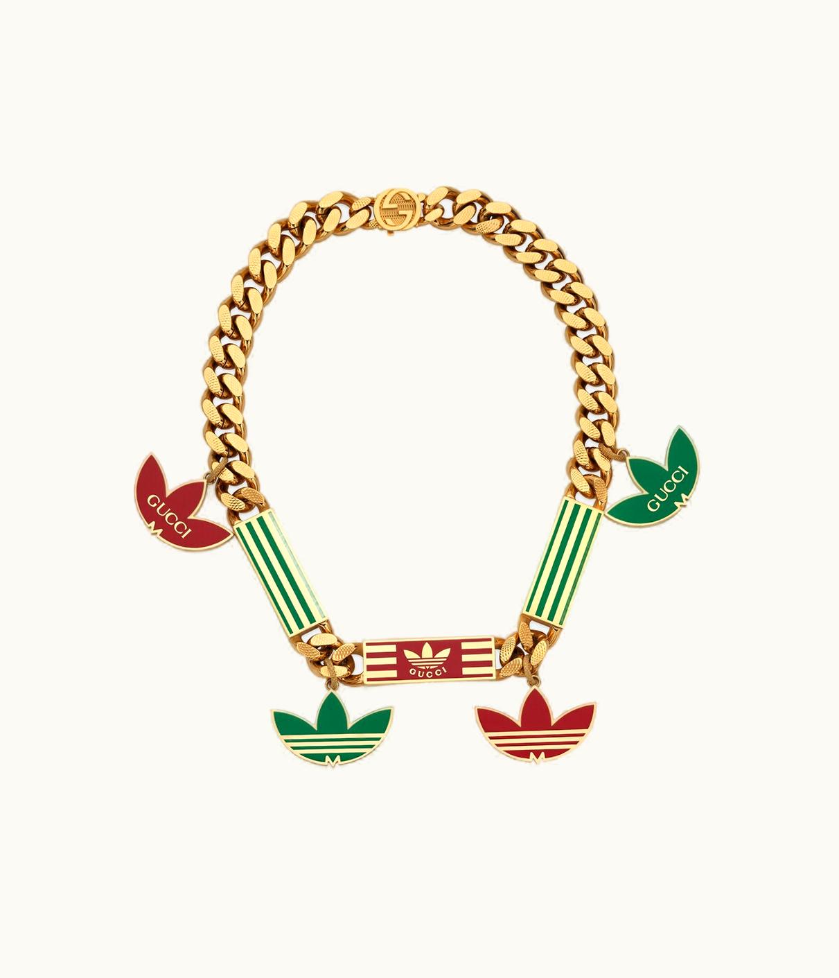 Gucci Gucci Adidas X Gucci Gourmette Necklace With Gucci Trefoil Enamel UZ0136946