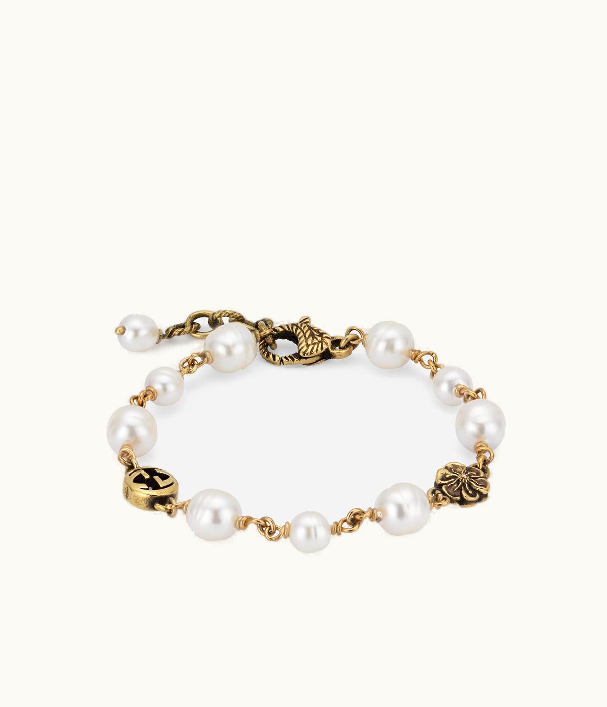 Gucci Gucci Interlocking G Flower Pearl Bracelet