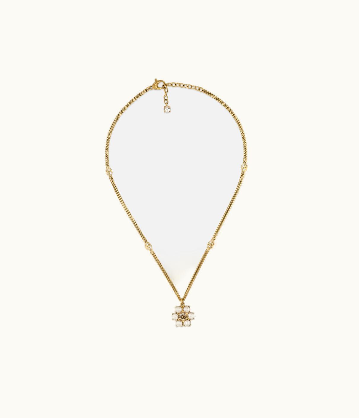 Gucci Gucci Pearl Double G Necklace
