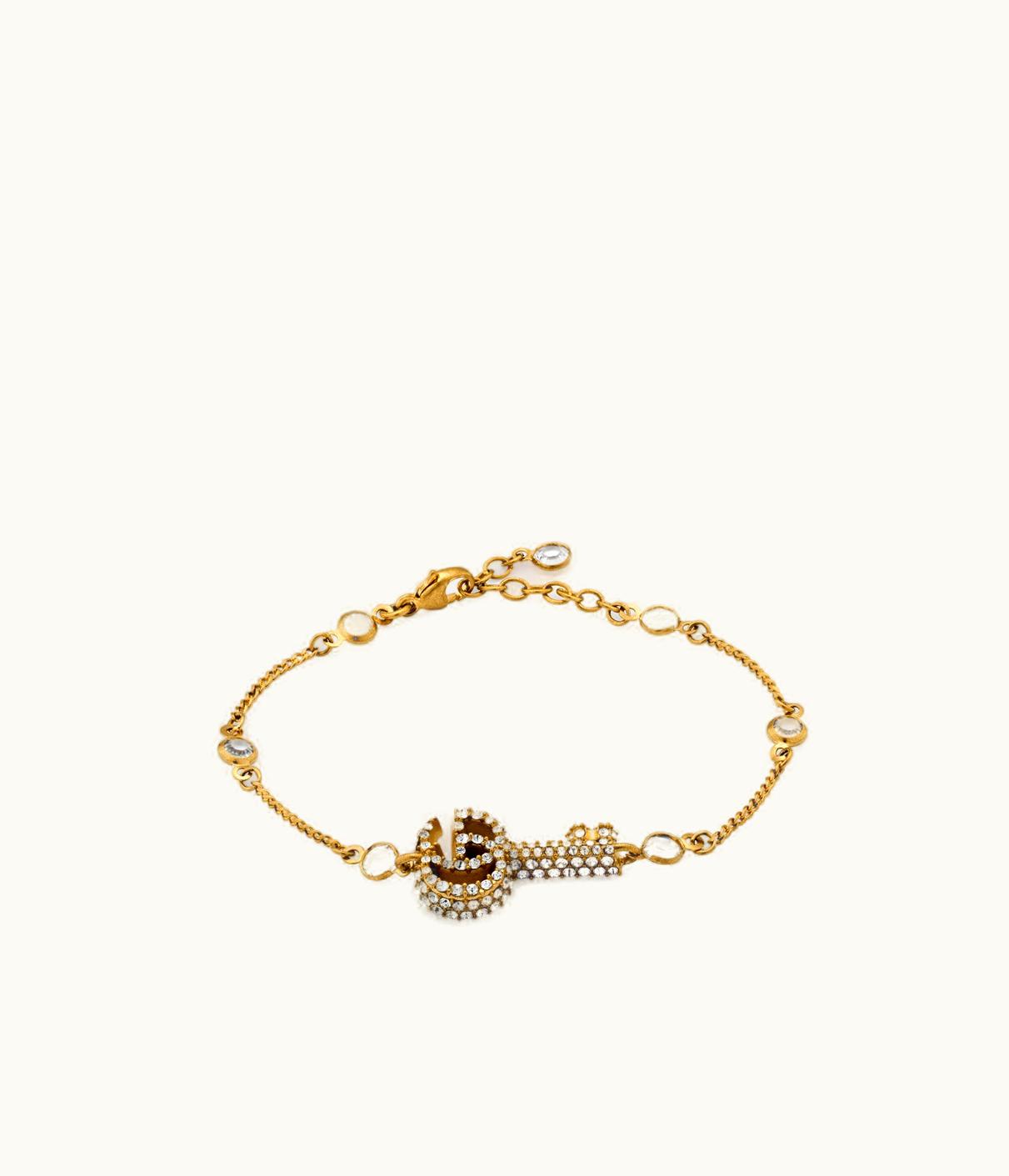 Gucci Gucci Double G Key Bracelet With Crystals