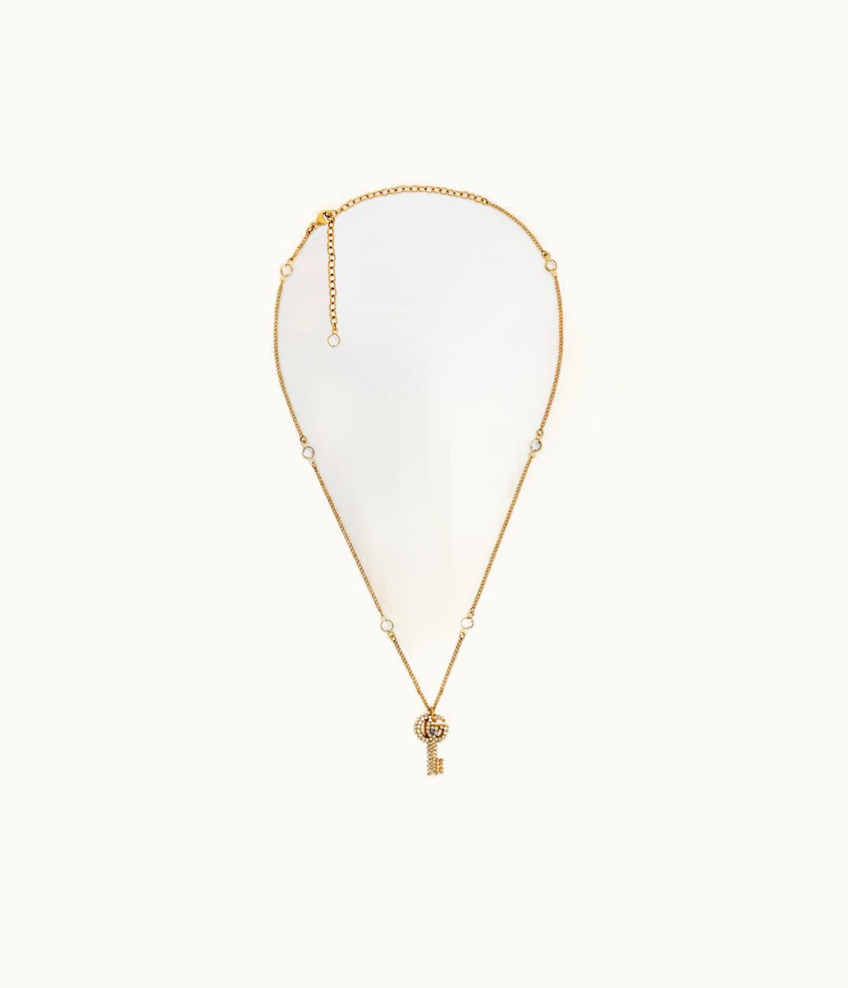 Gucci Gucci Double G Key Necklace With Crystals