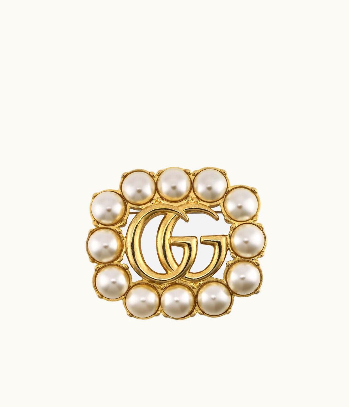 Gucci Gucci Pearl Double G Brooch