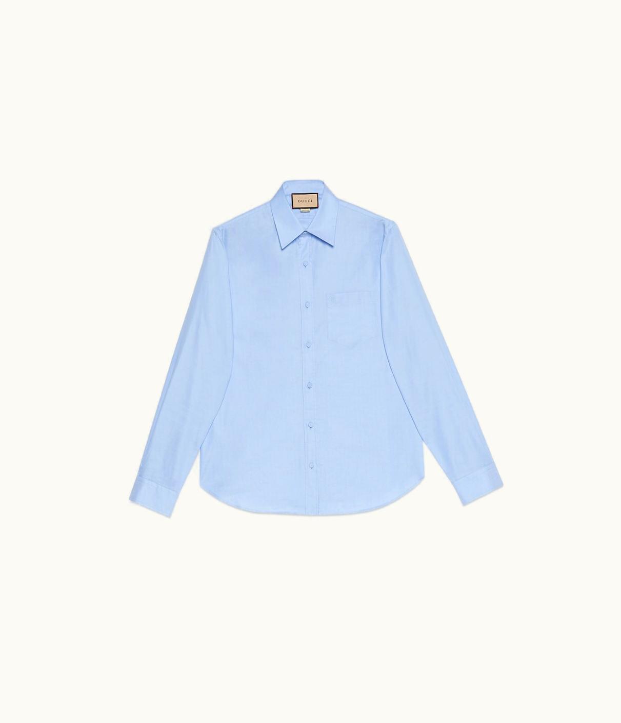 Gucci Gucci Oxford Cotton Shirt With Double G Embroidery