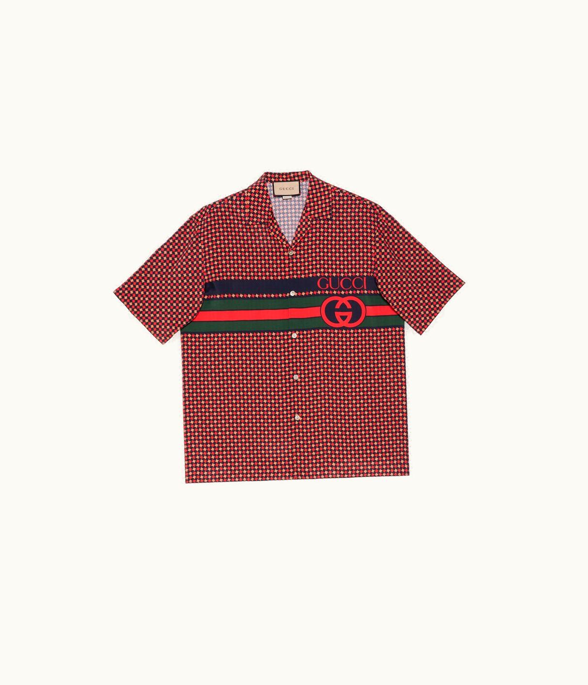 Gucci Gucci Geometric Houndstooth Print Bowling Shirt