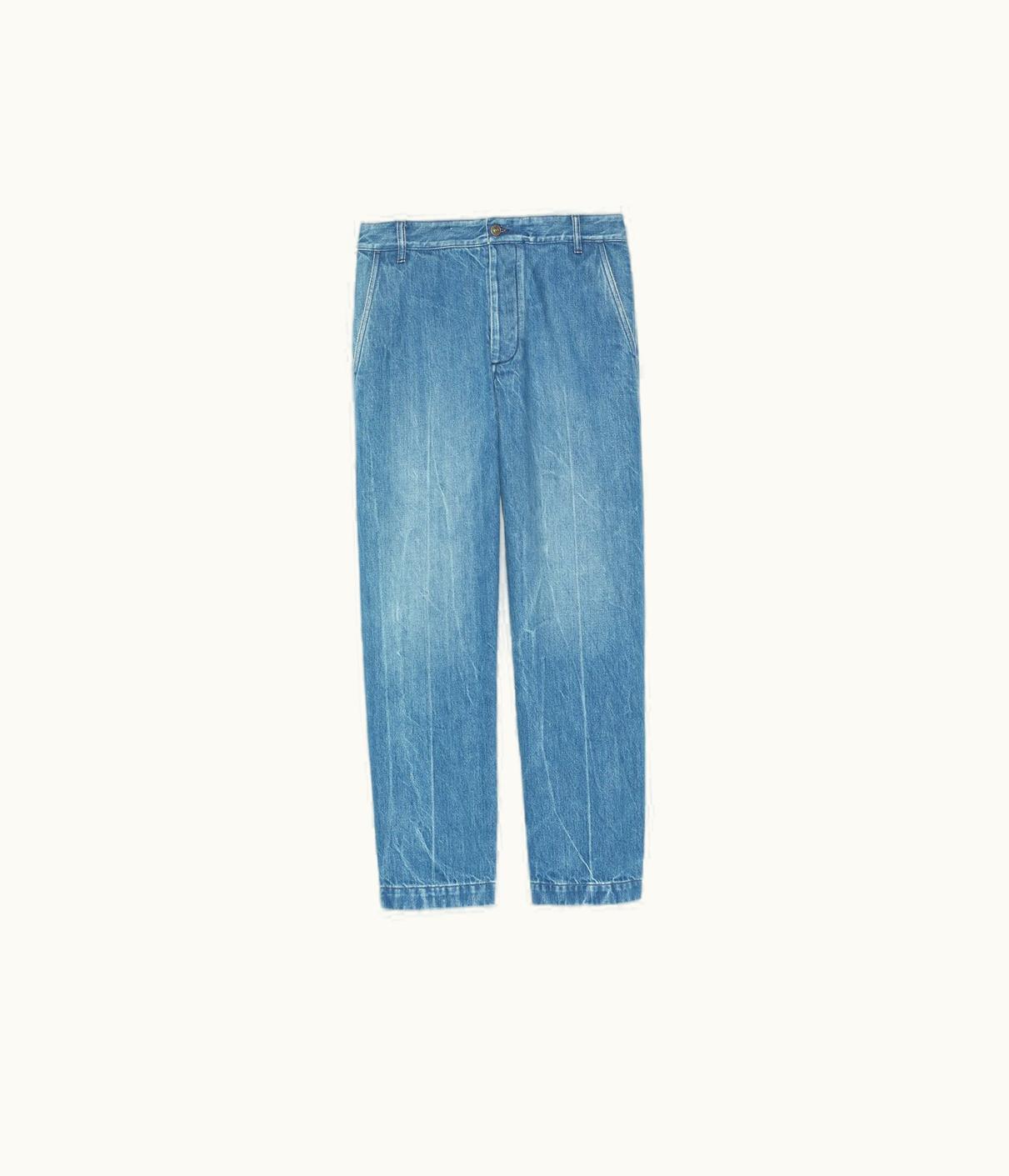Gucci Denim Trouser With Interlocking G Tag