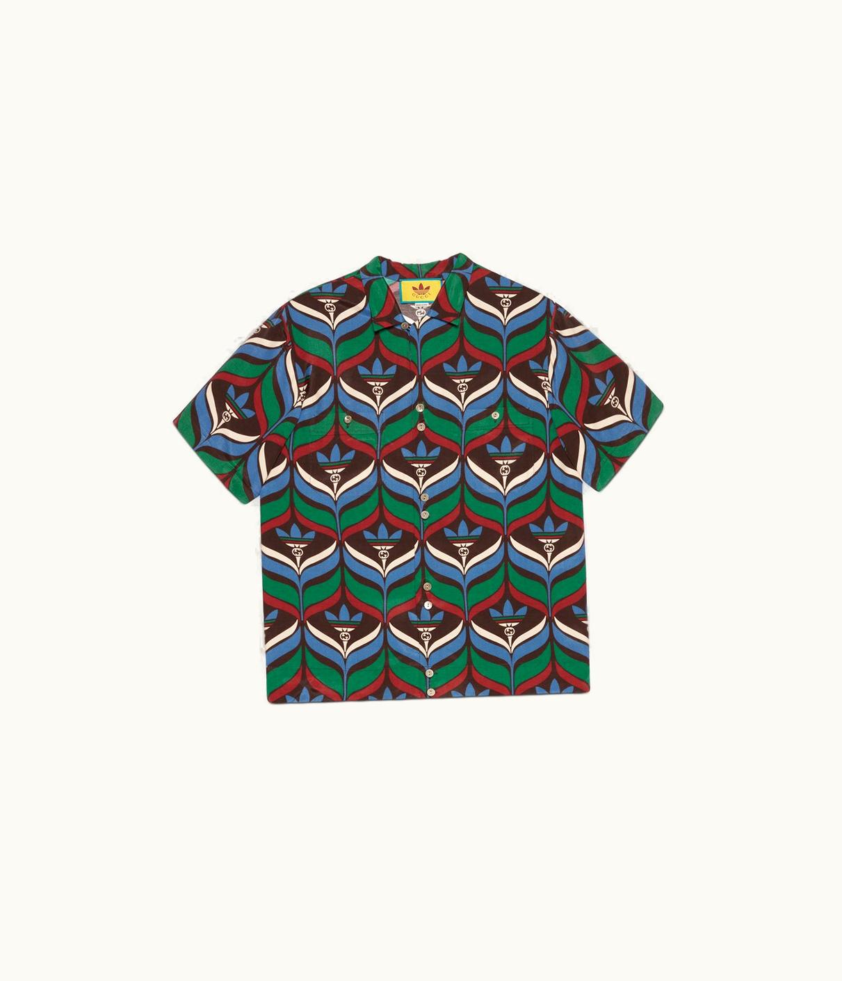 Gucci Adidas X Gucci Trefoil Print Bowling Shirt UZ0137472