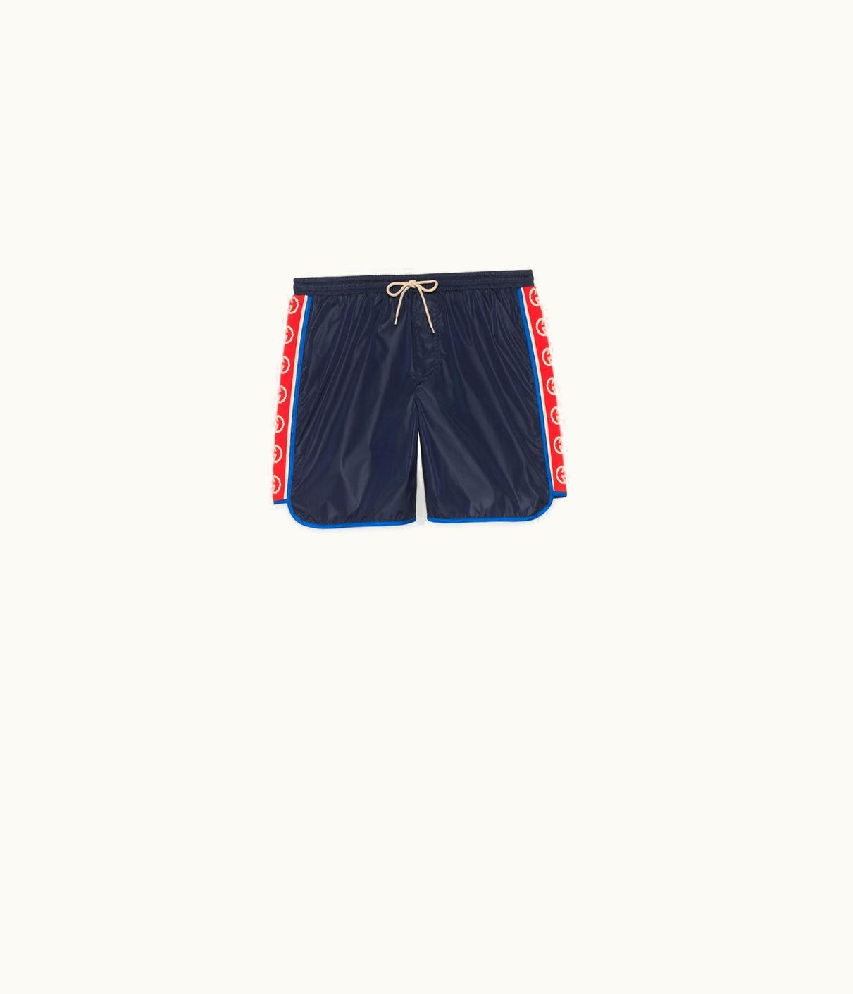 Gucci Nylon Swim Shorts With Logo Stripe UZ0137544