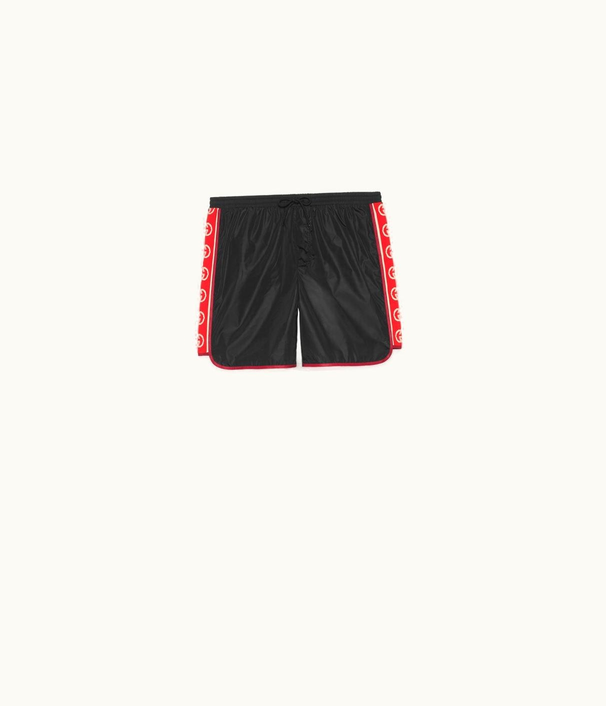 Gucci Nylon Swim Shorts With Logo Stripe UZ0137545