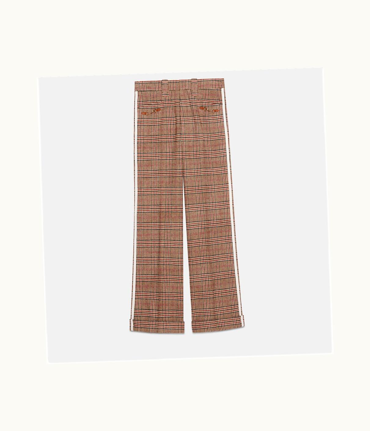 Gucci Adidas X Gucci Check Wool Trouser With Horsebit