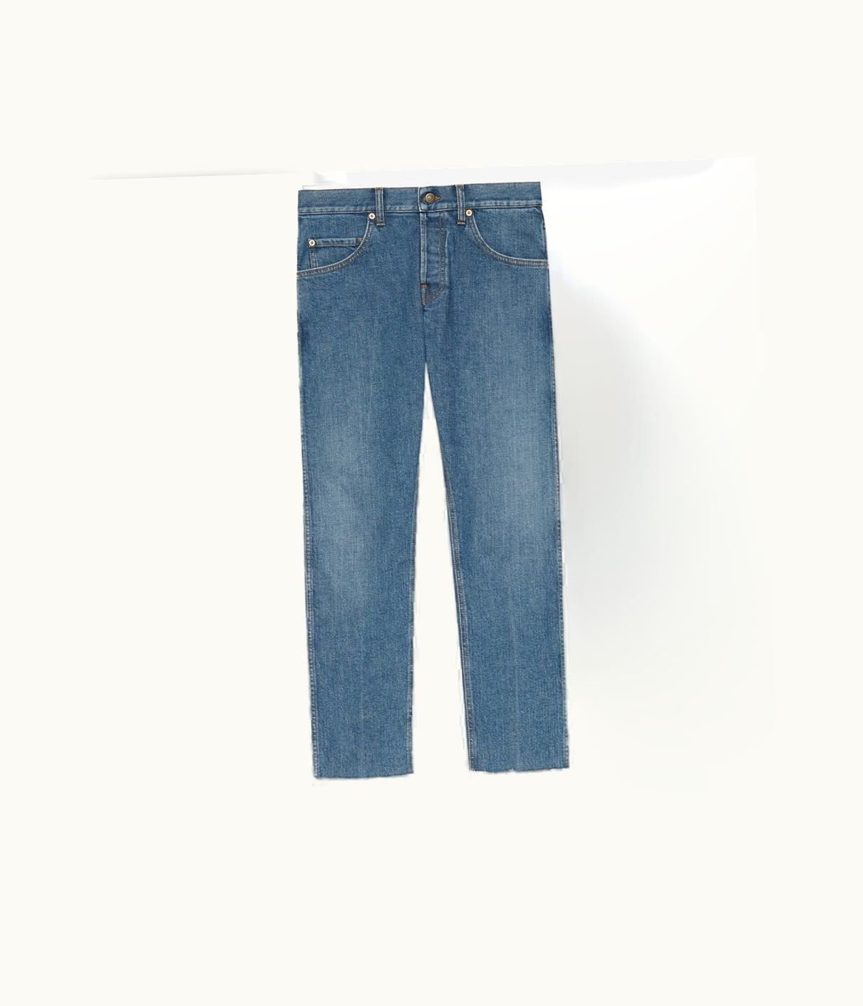 Gucci Stretch Denim Trousers With Raw Cut Hem