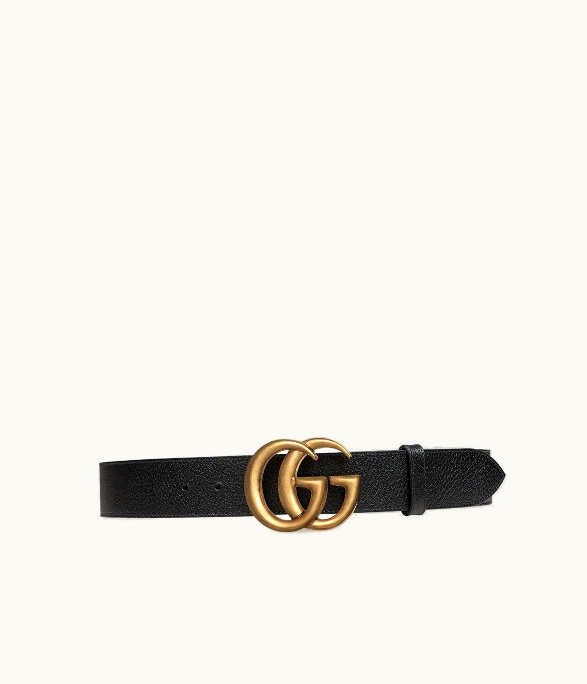 Gucci Gucci Wide Leather Belt With Double G Buckle
