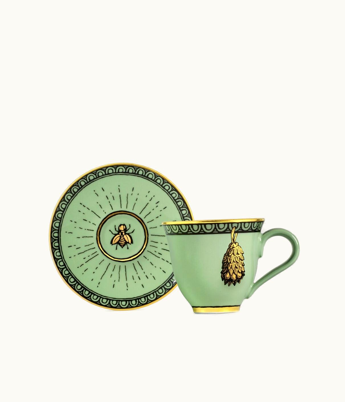 Gucci Gucci Odissey Print Coffee Cup And Saucer, Set Of Two