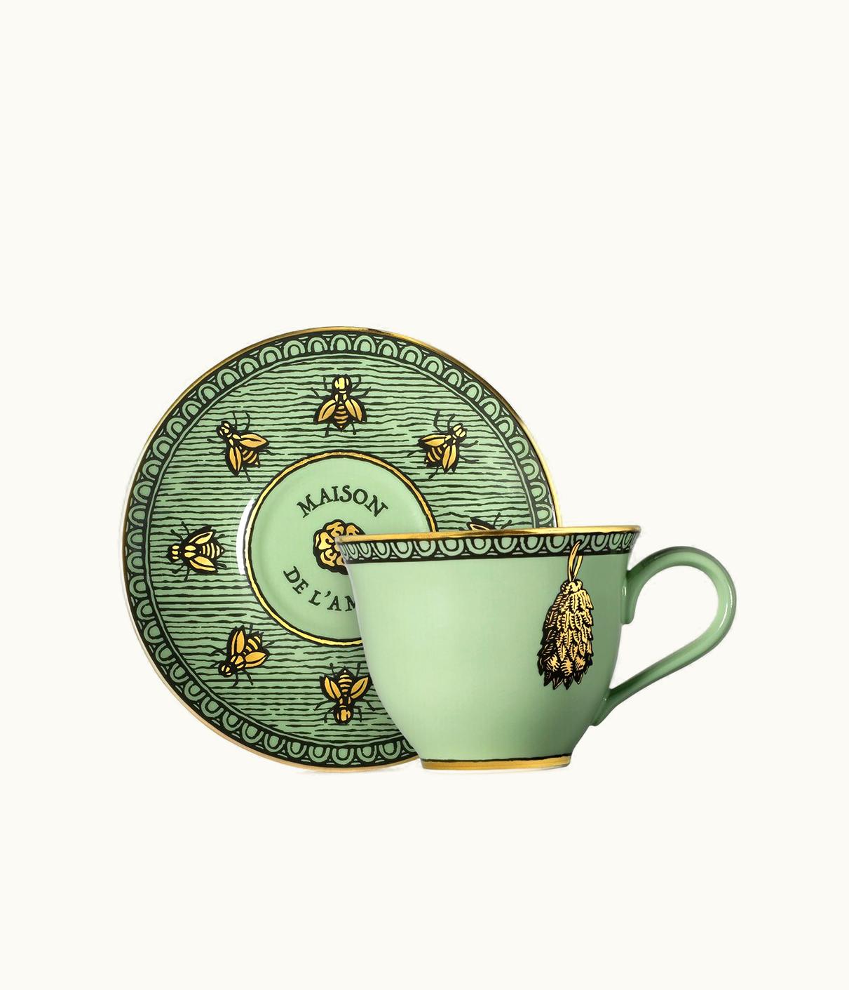Gucci Gucci Odissey Print Tea Cup And Saucer, Set Of Two