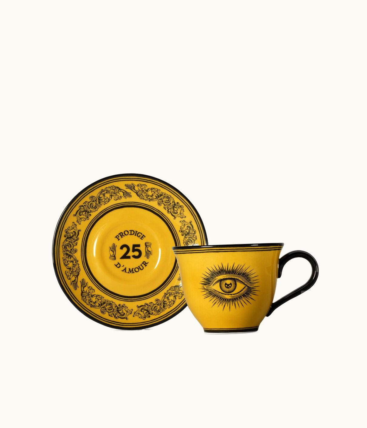 Gucci Gucci Star Eye Print Tea Cup And Saucer, Set Of Two