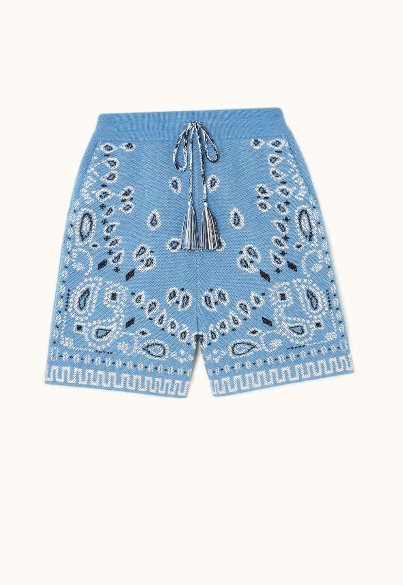 Alanui Alanui Cotton Piquet Bandana Shorts Denim