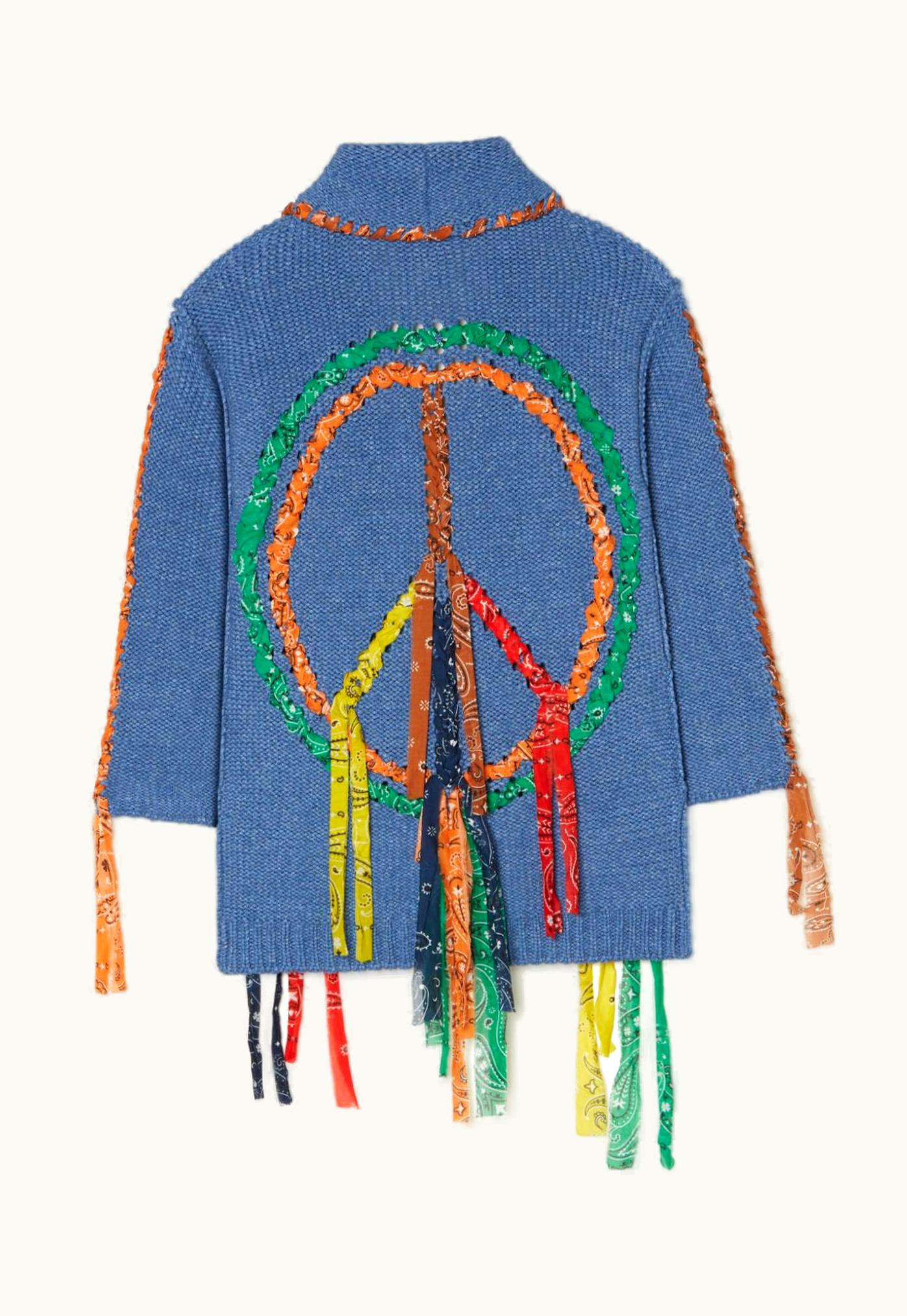 Alanui Alanui Cardigan Punz Intrec Bandana Denim