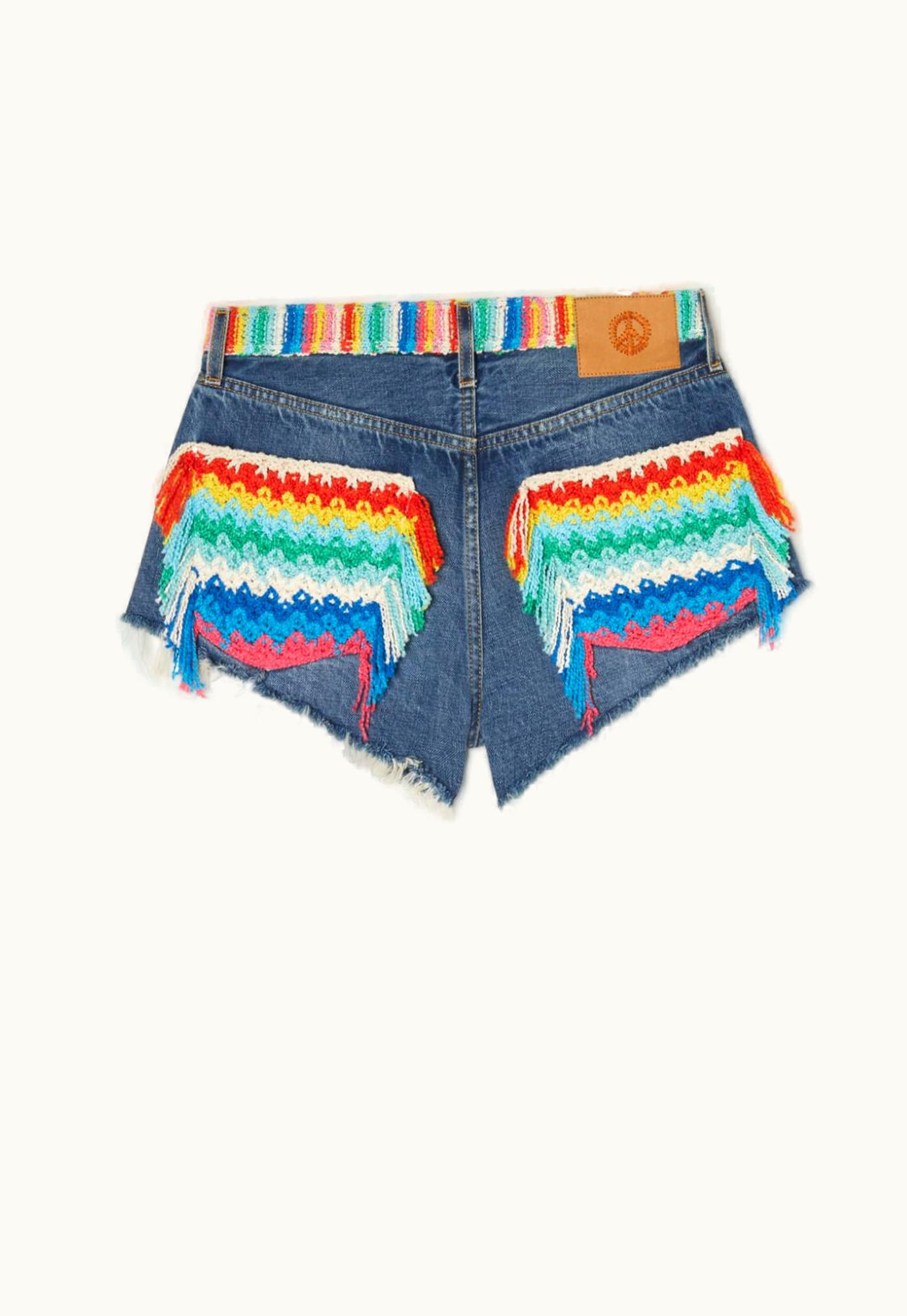 Alanui Alanui Over The Rainbow Denim Shorts