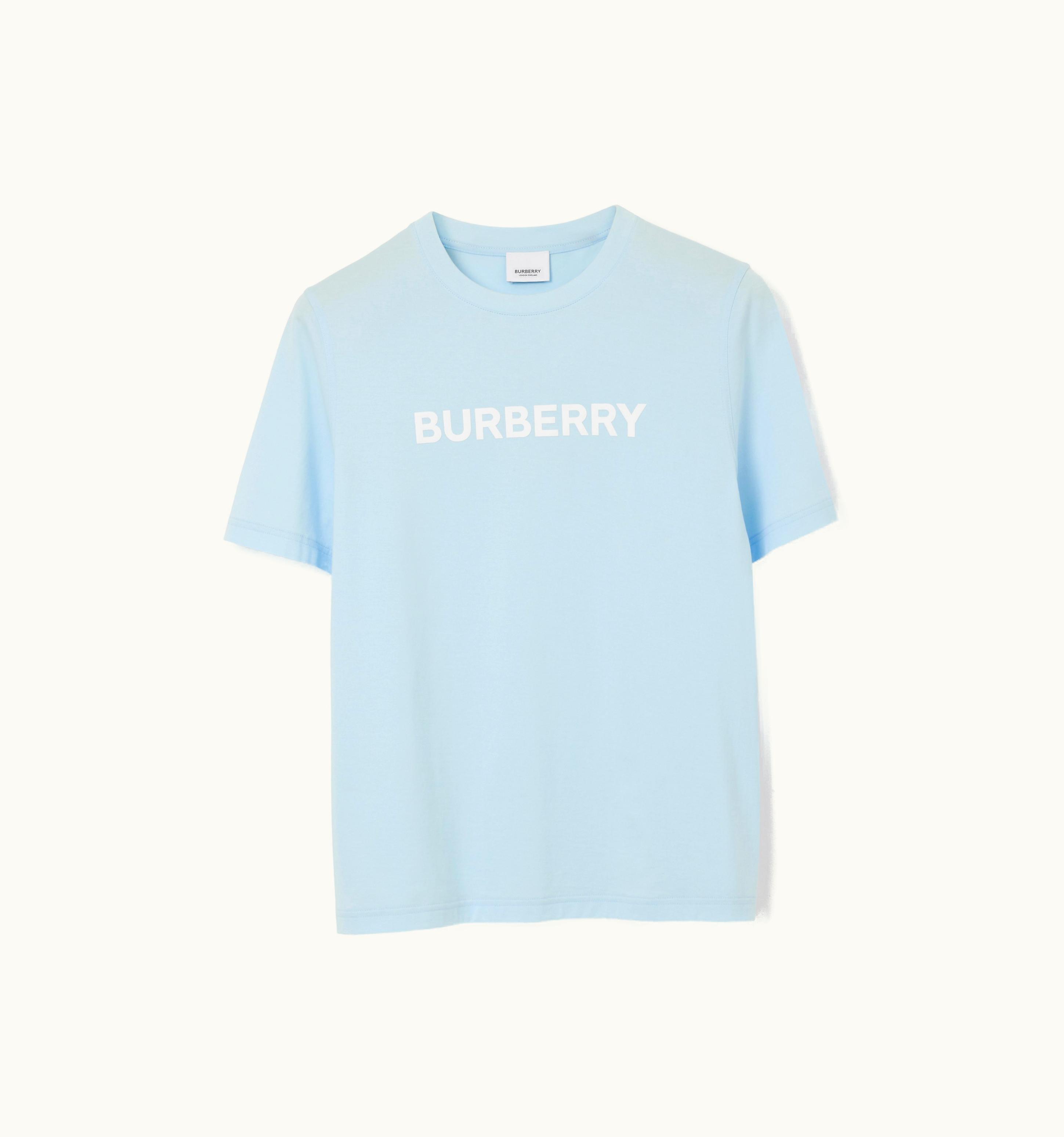 Burberry Burberry Logo Print Cotton T-Shirt In Pale Blue - Women UZ0139089