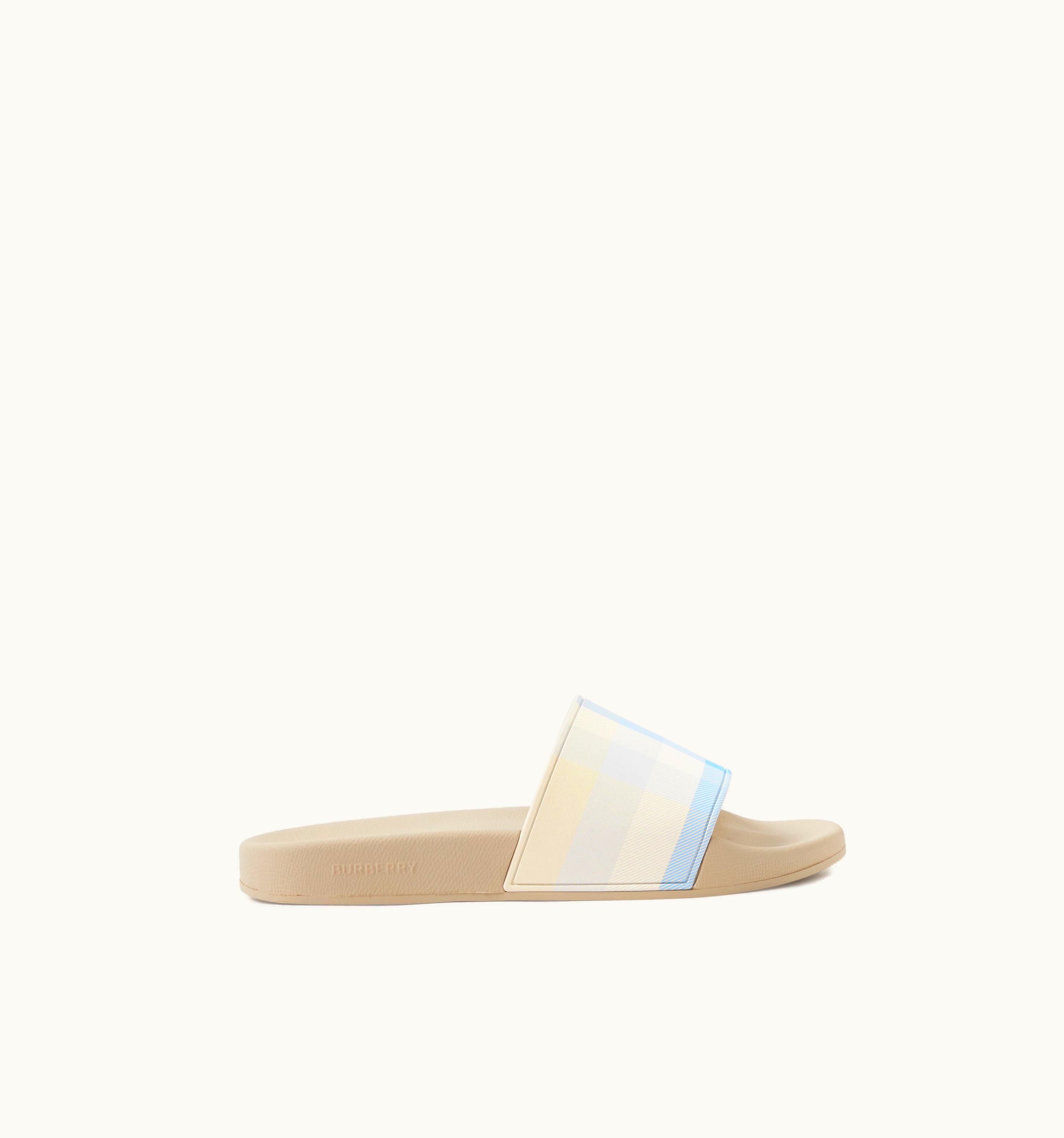 Burberry Burberry Check Print Slides In Soft Blue - Women UZ0139096