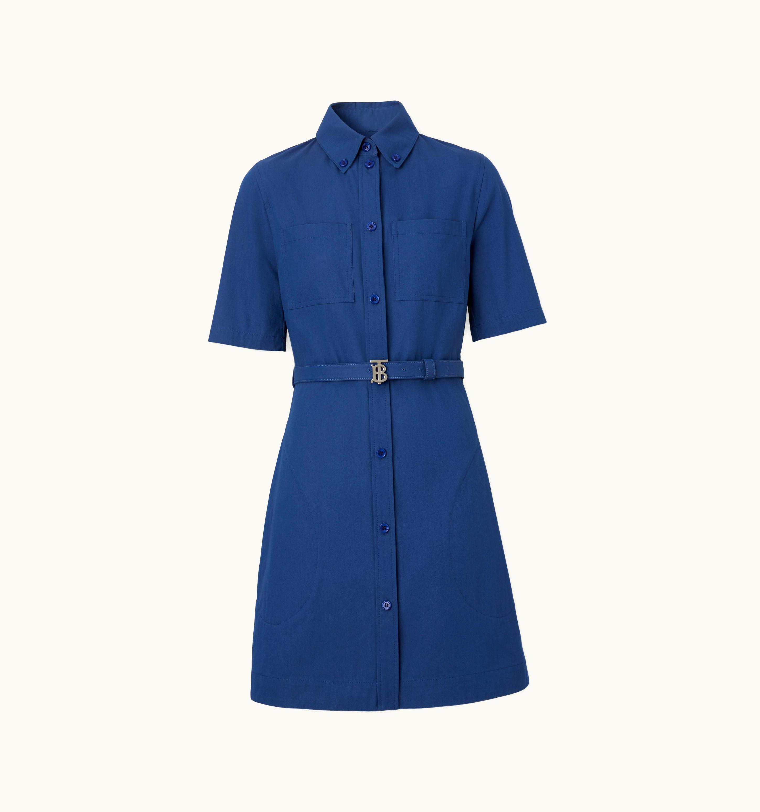 Burberry Burberry Technical Cotton Belted Shirt Dress In Rich Navy - Women