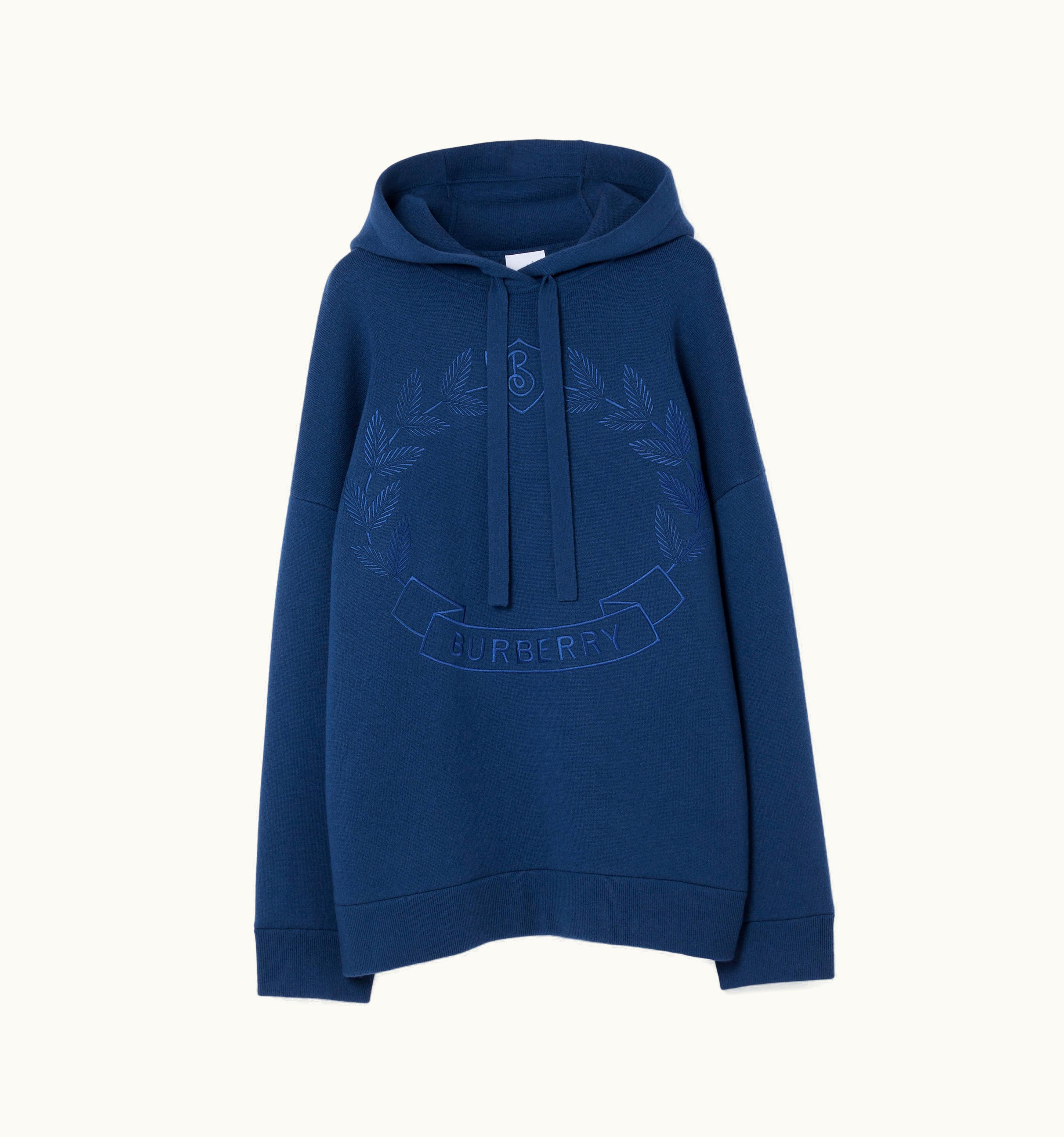Burberry Burberry Embroidered Oak Leaf Crest Oversized Hoodie In Rich Navy - Women UZ0139103