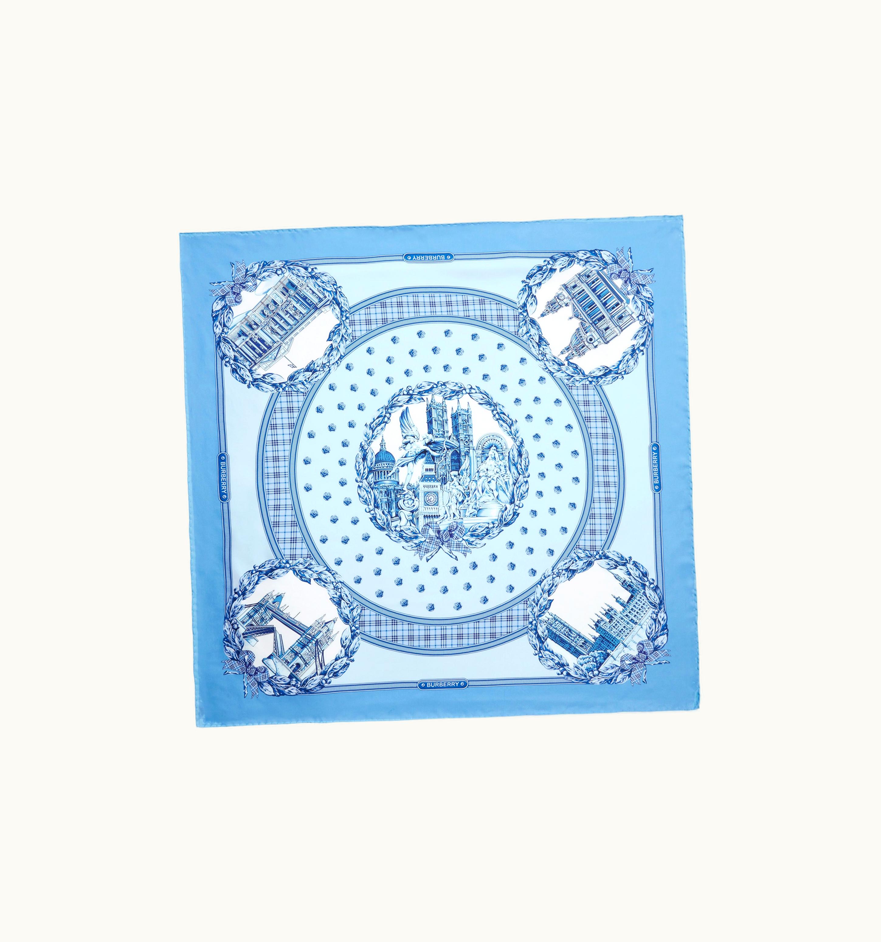 Burberry Burberry Monuments Print Silk Square Scarf In Foxglove Blue UZ0139112