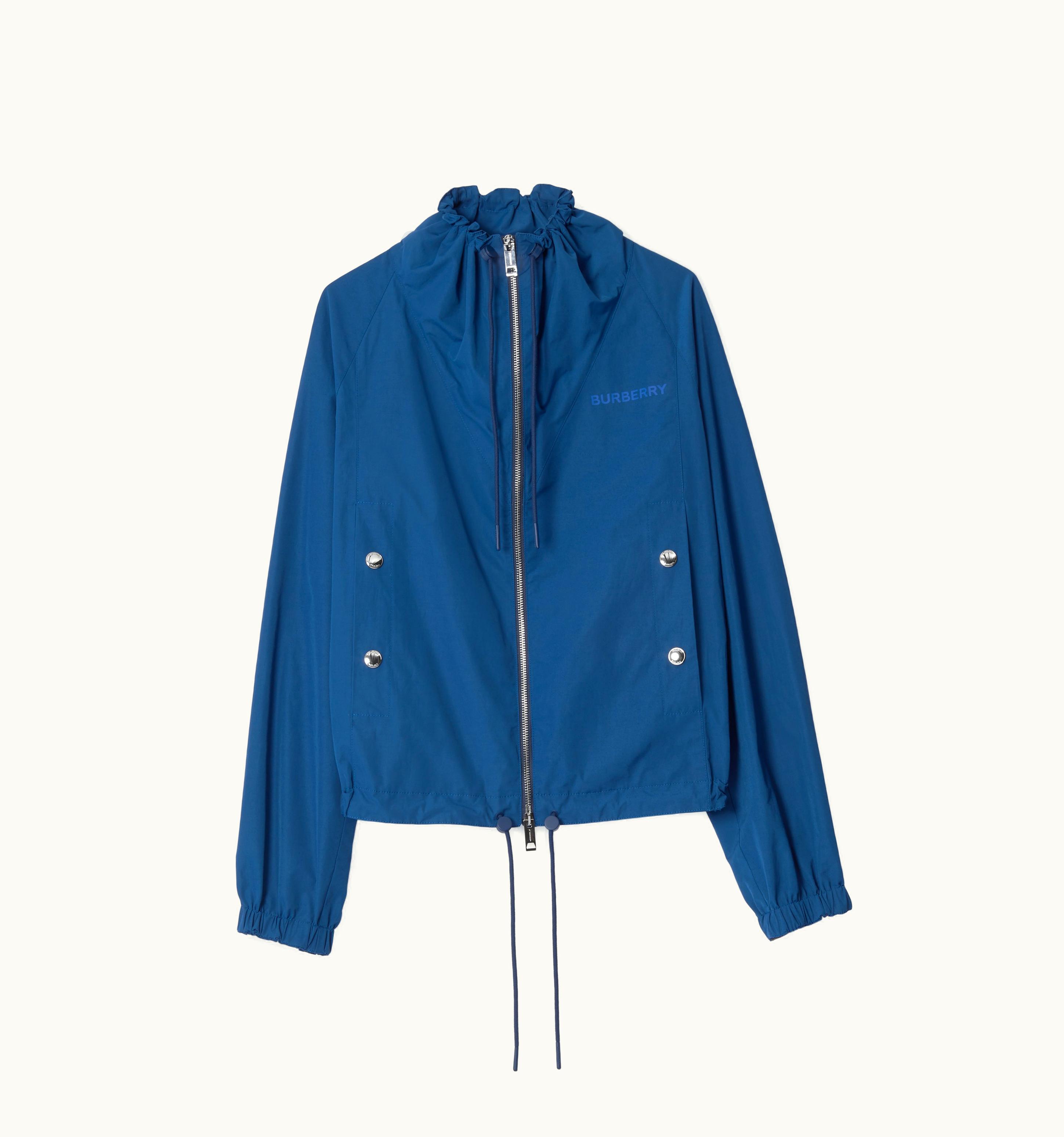 Burberry Burberry Logo Print Cotton Blend Oversized Jacket In Rich Navy - Women UZ0139113