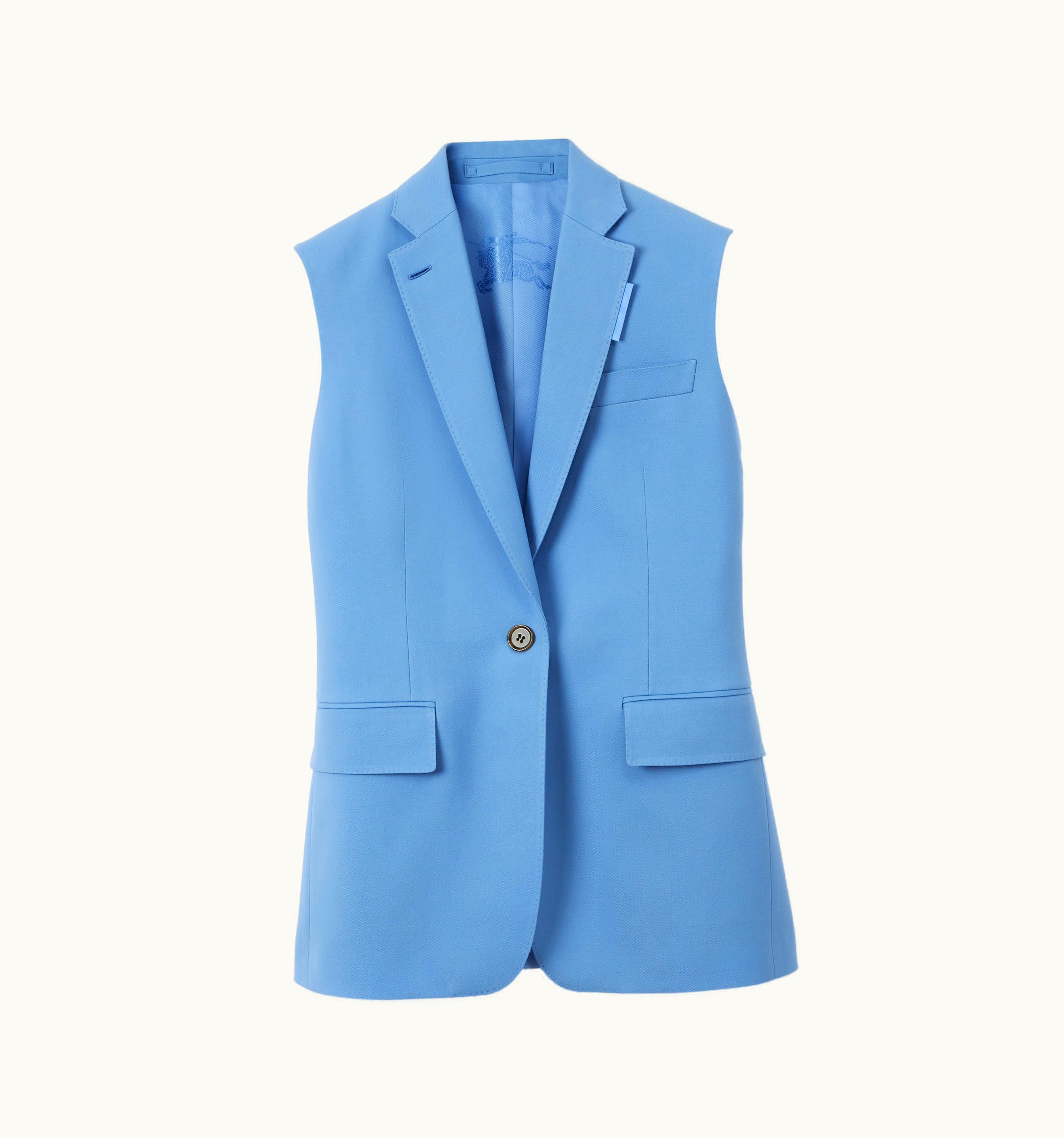 Burberry Burberry Sleeveless Wool Tailored Jacket In Cool Cornflower Blue - Women UZ0139114