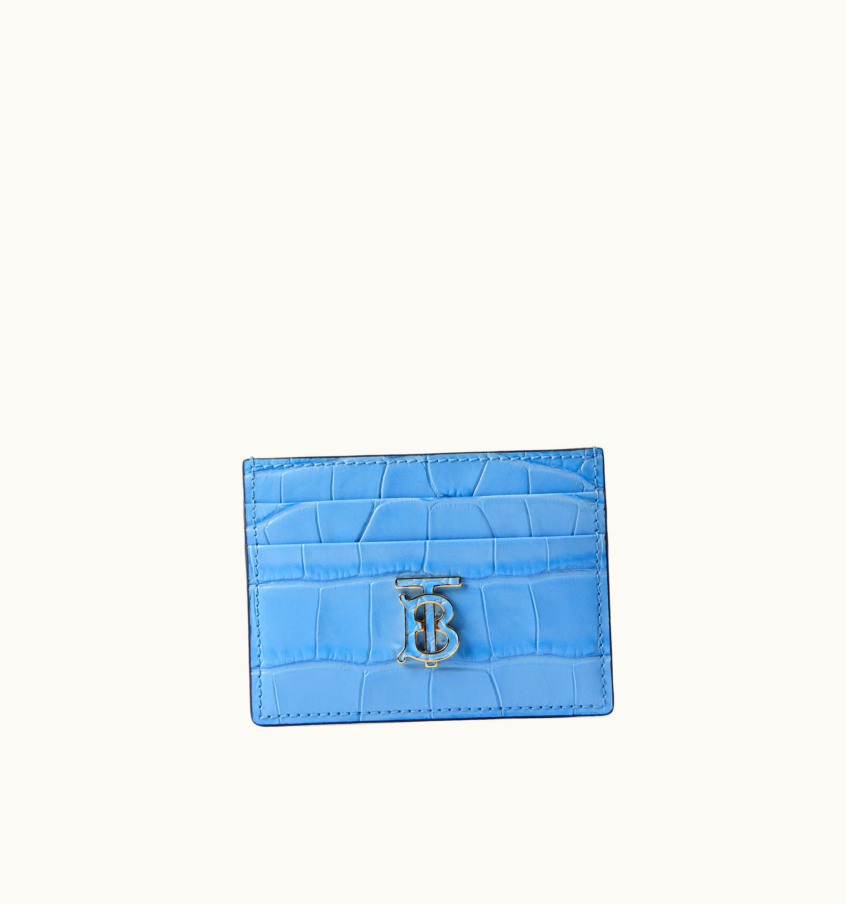 Burberry Burberry Embossed Leather Tb Card Case In Cool Cornflower Blue - Women